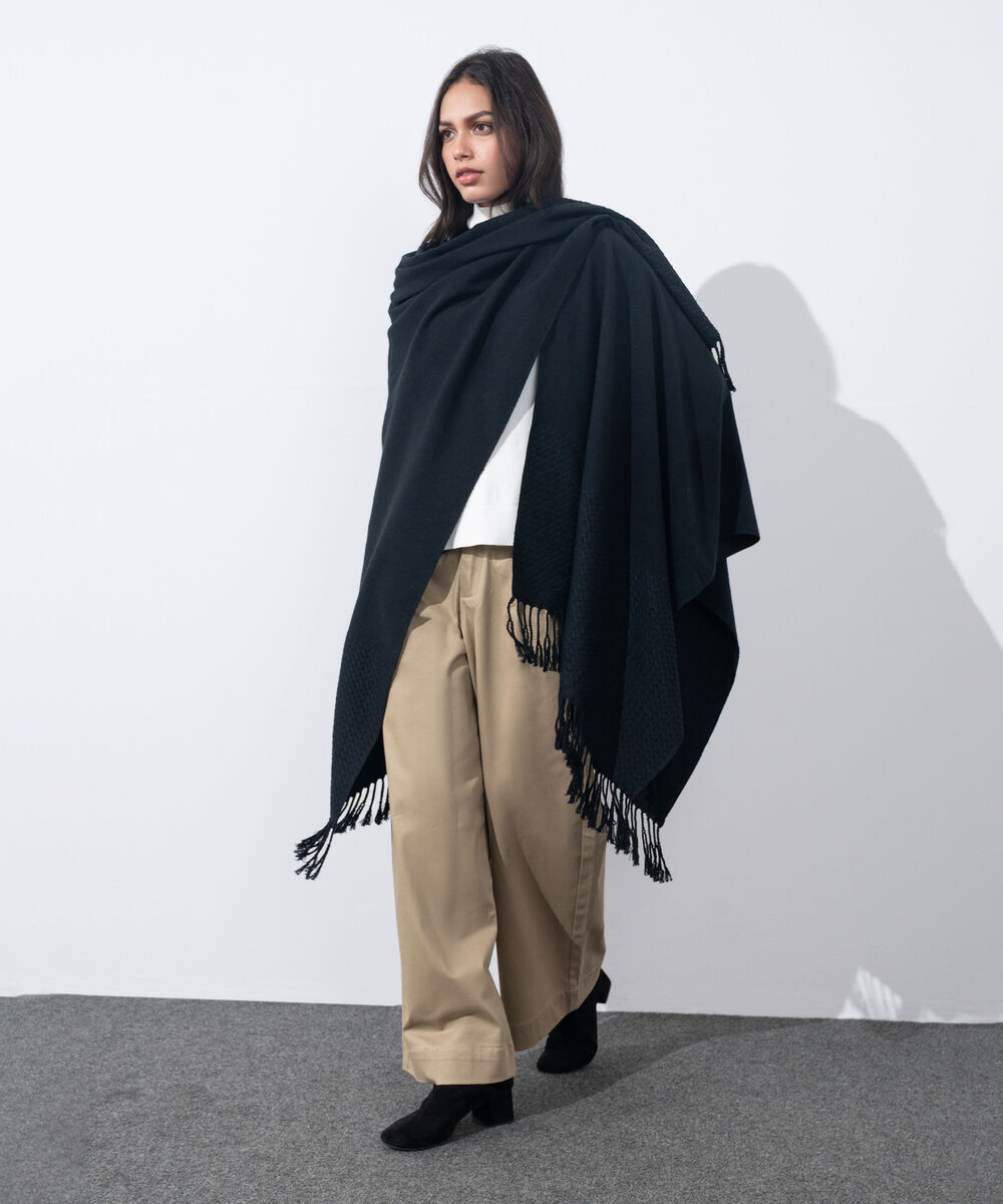 Women's Western Wear Black Textured Cape Shawl