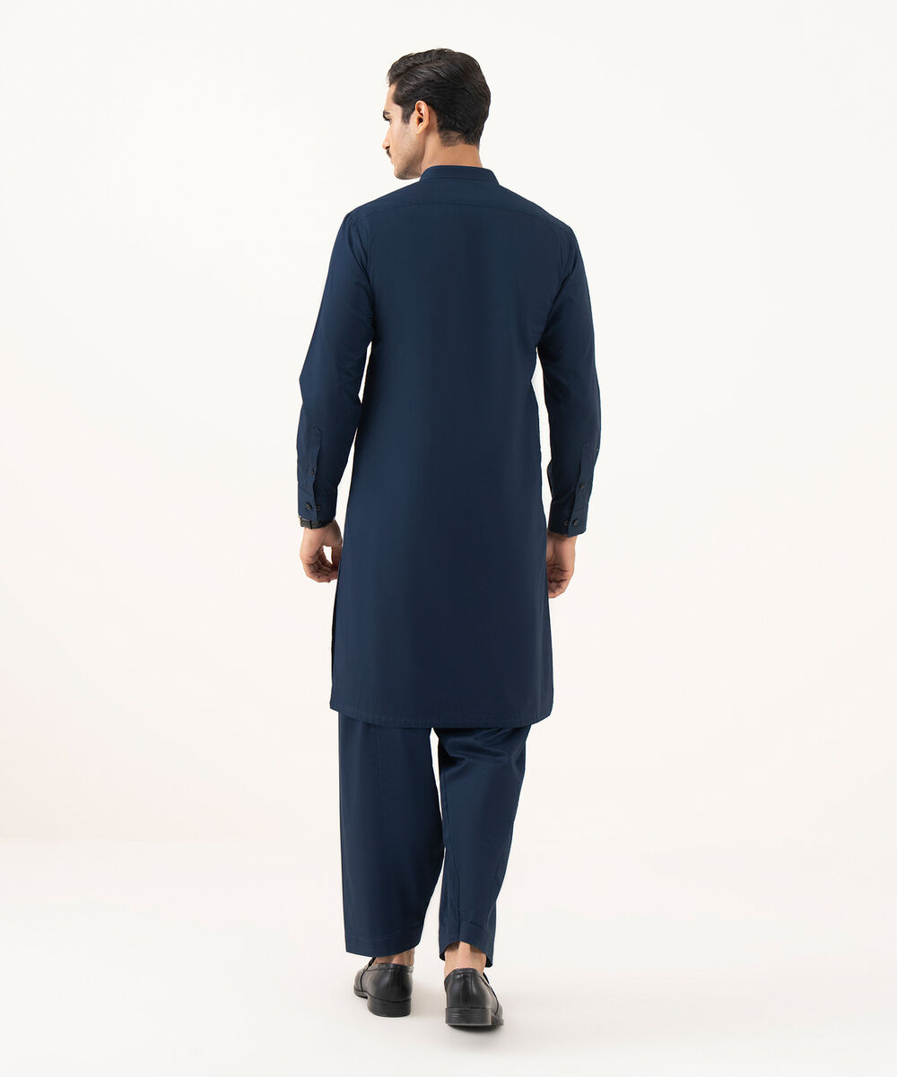 Men's 100% Cotton Plain Blue Kurta Shalwar