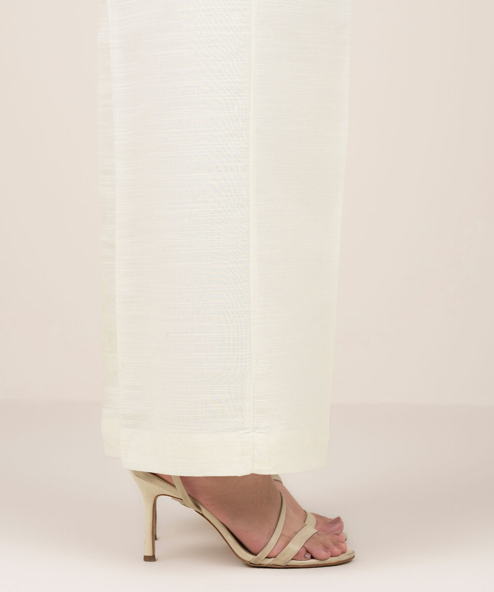 Women's RTW Khaddar Solid Off White Culottes