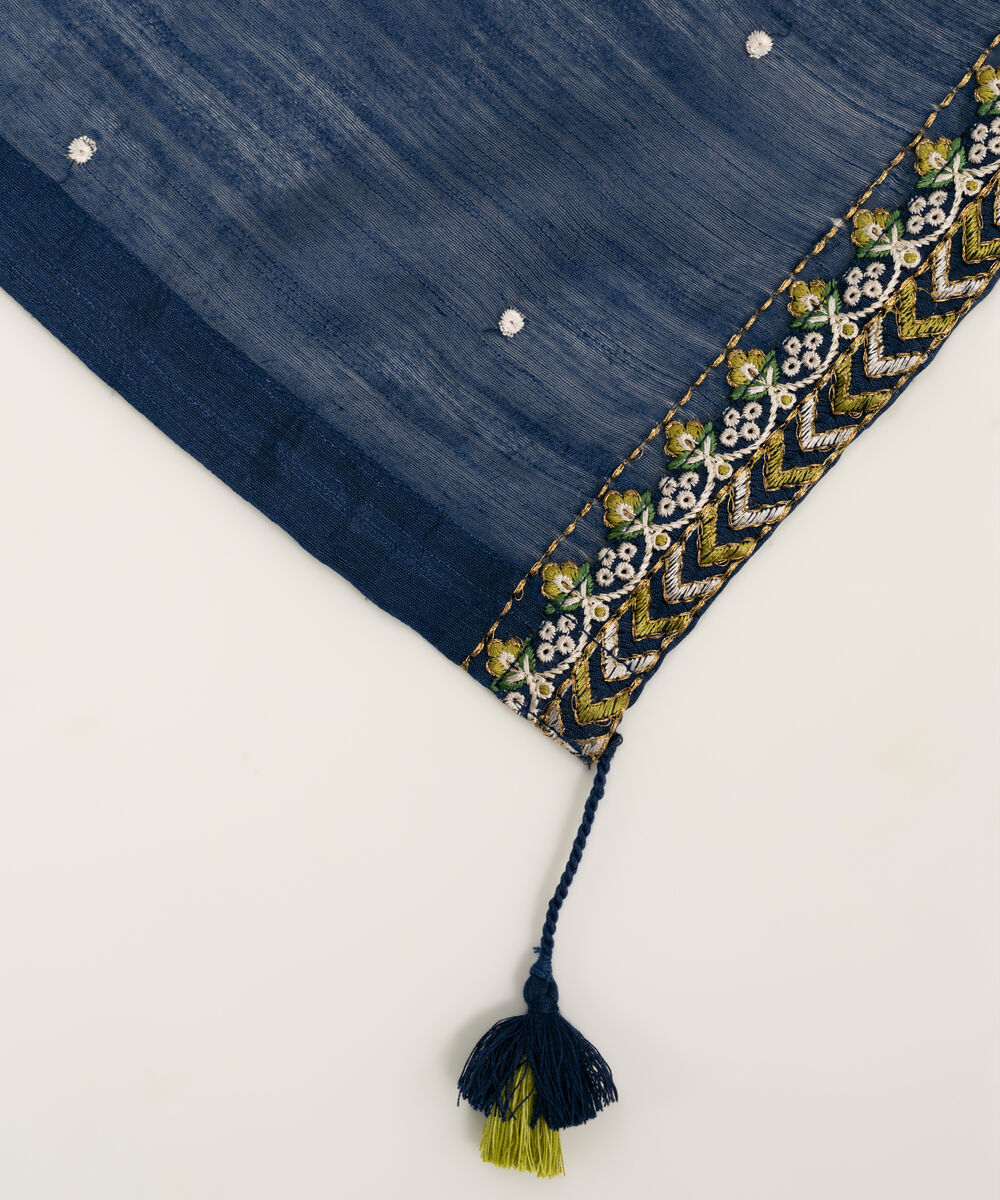Women's RTW Manaar Embroidered Blue Dupatta
