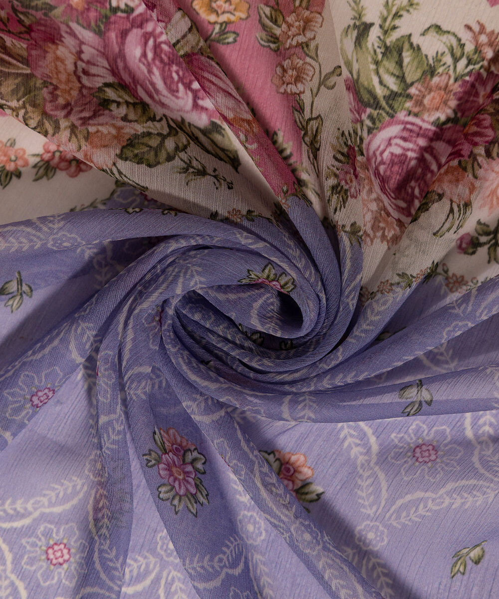 Blended Chiffon Printed Lilac Dupatta