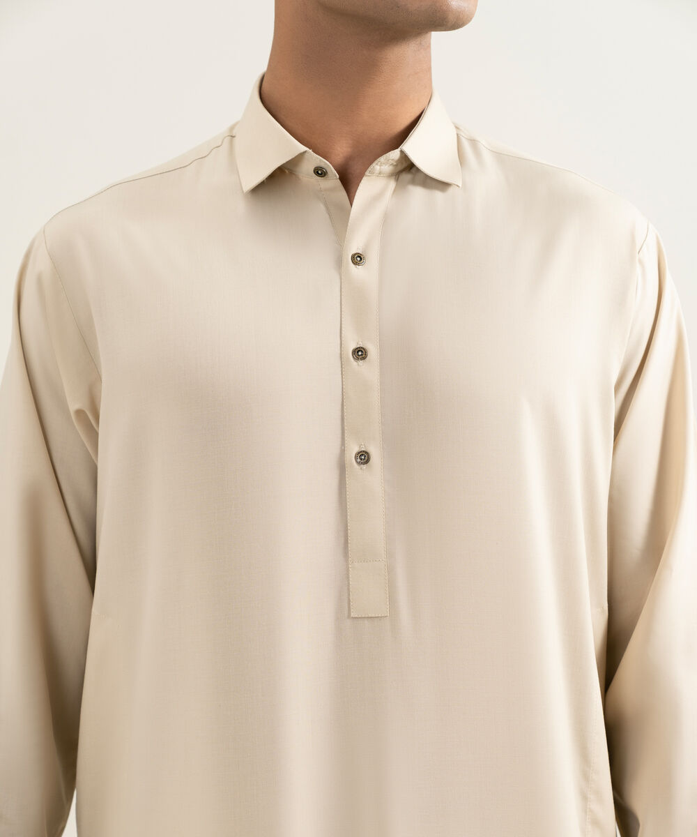 Men's beige Wash & Wear Kameez Shalwar
