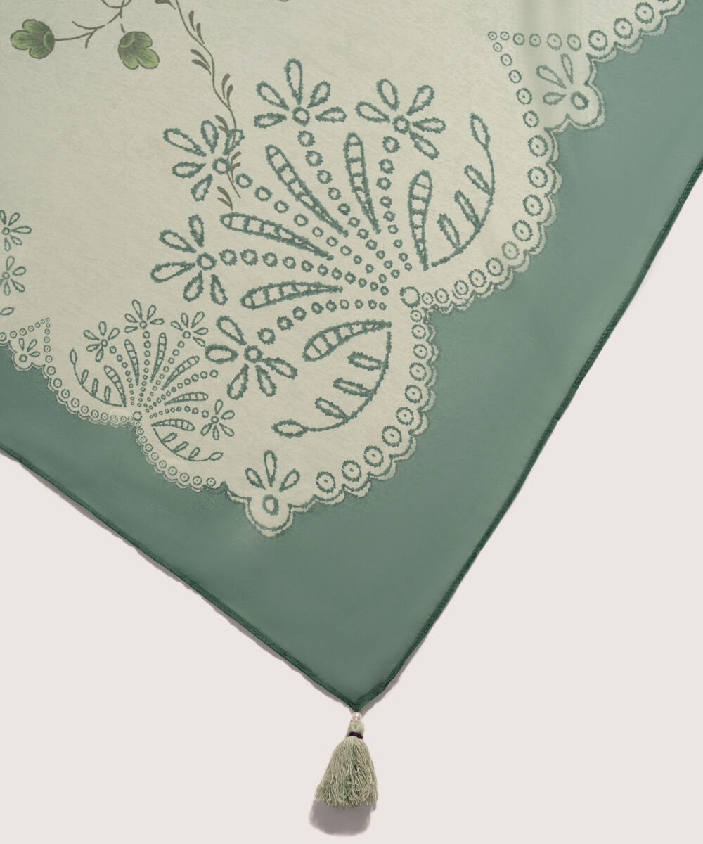 Blended Chiffon Printed Green Dupatta