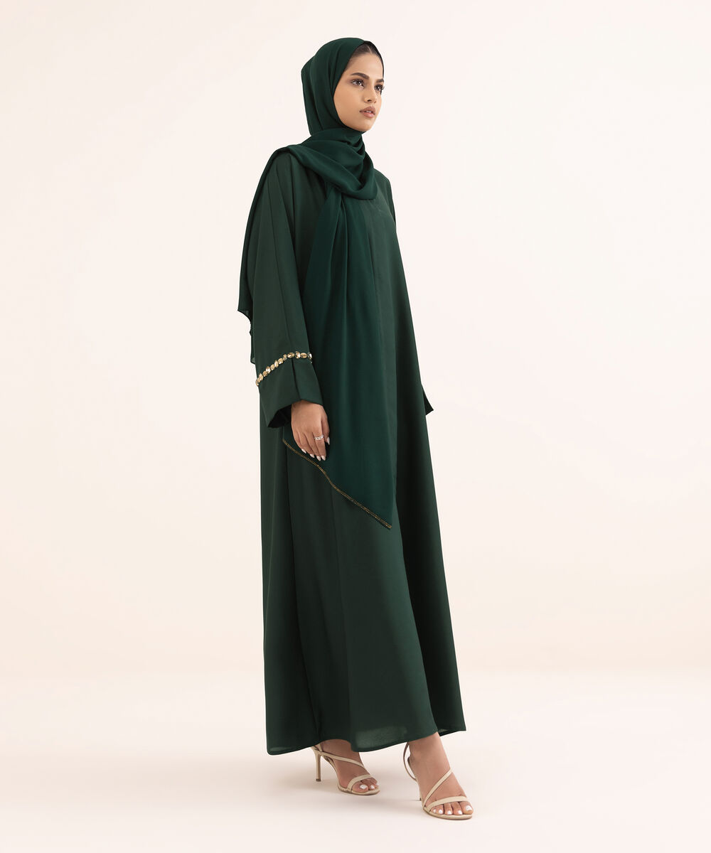 Women's Green Nida Abaya Set