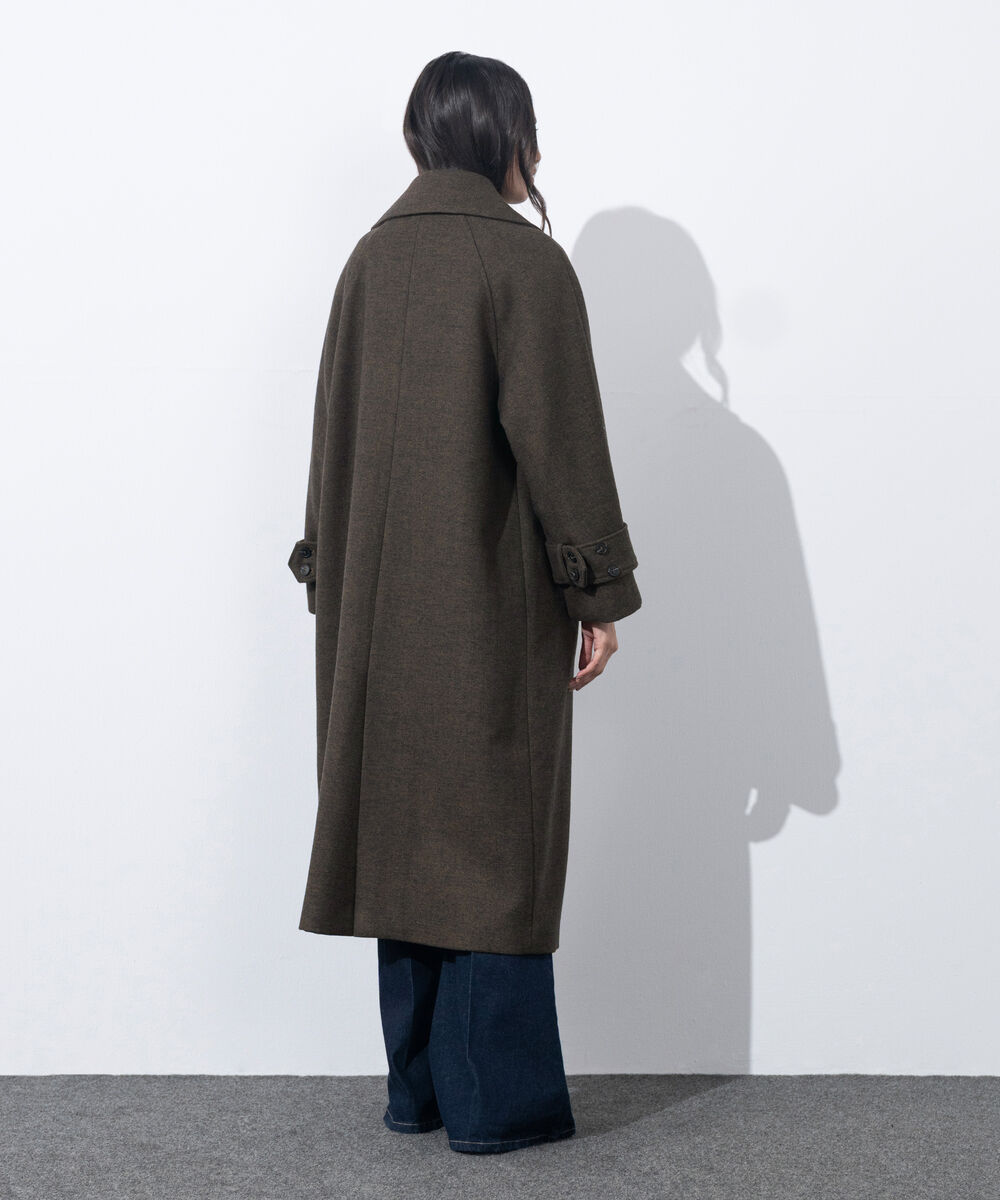 Women's Western Wear Green Melange Double Breasted Tweed Coat