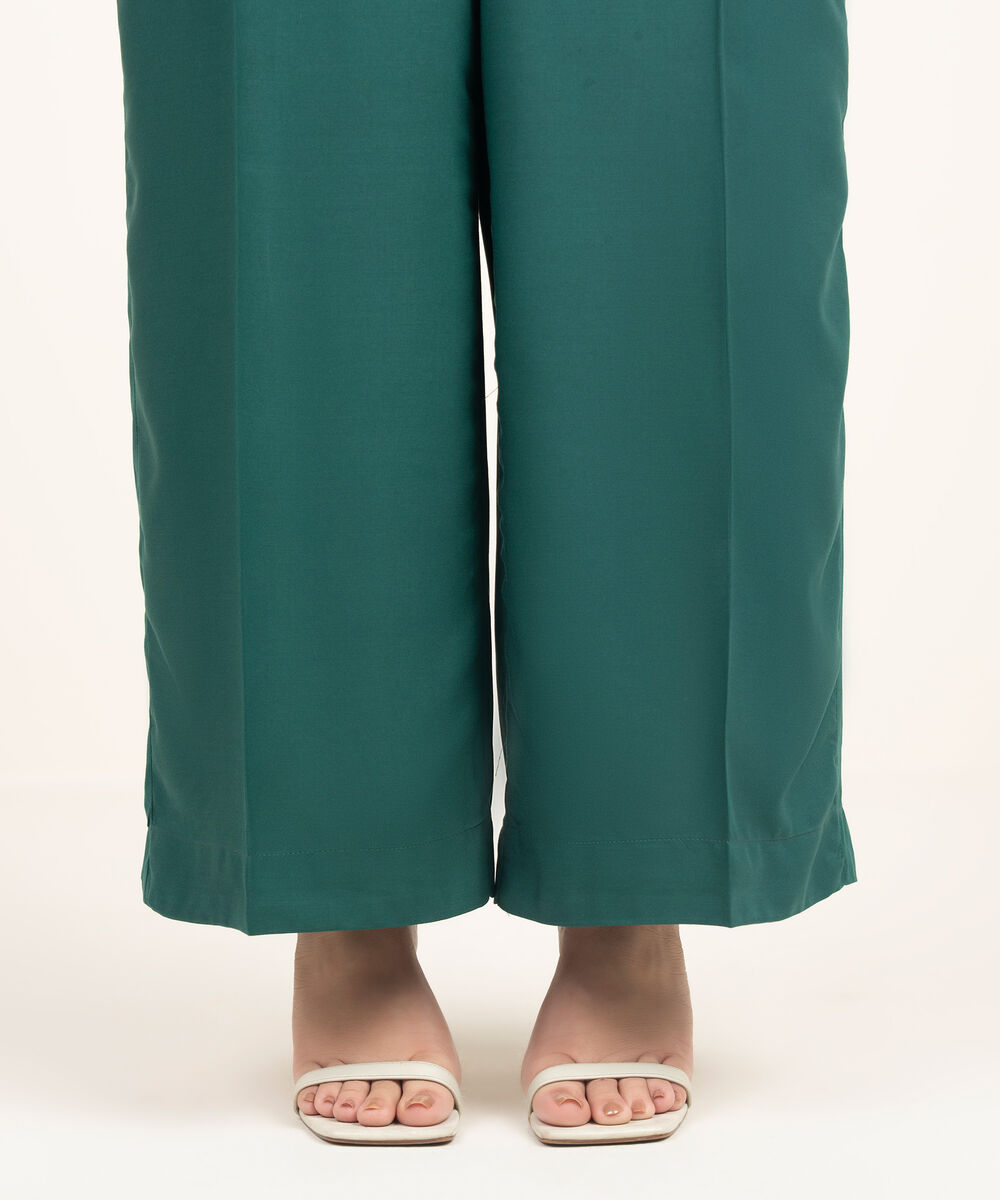 Women's RTW Arabic Cambric Solid Dark Green Culottes
