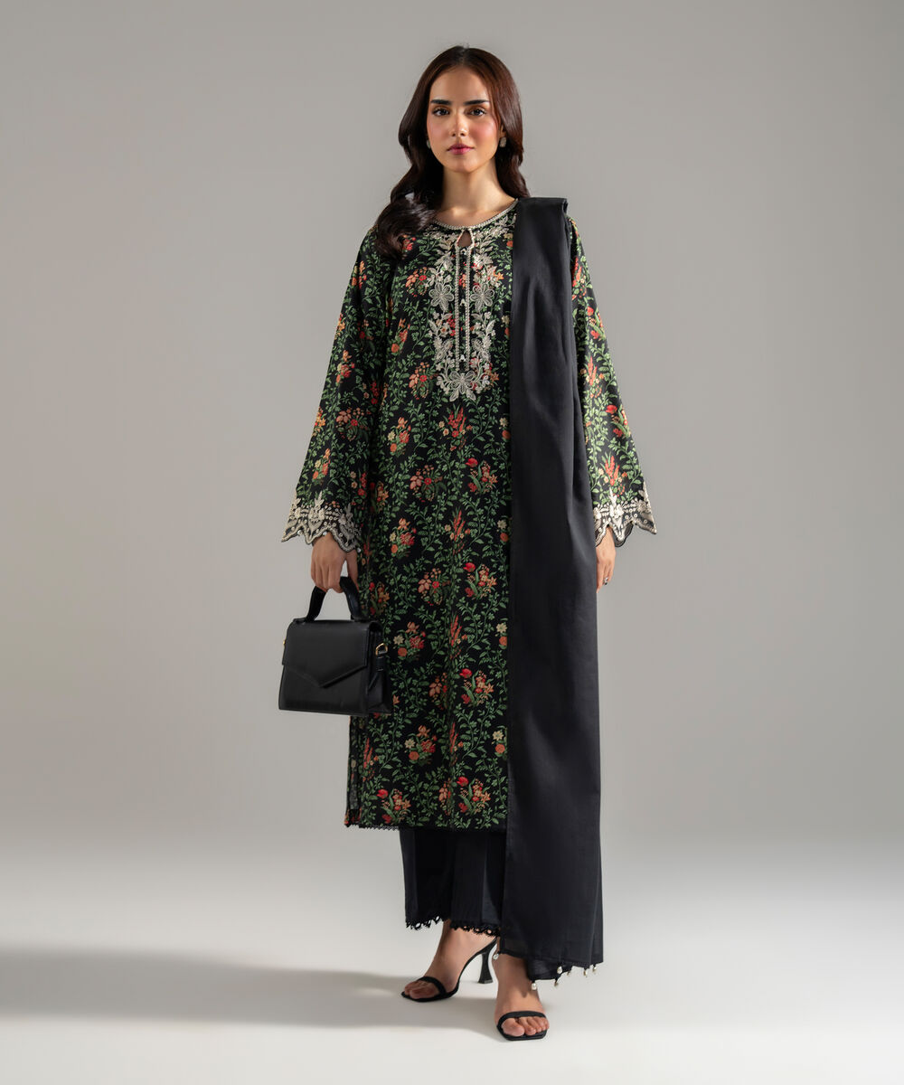 Women's RTW Textured Voil Solid Black Dupatta