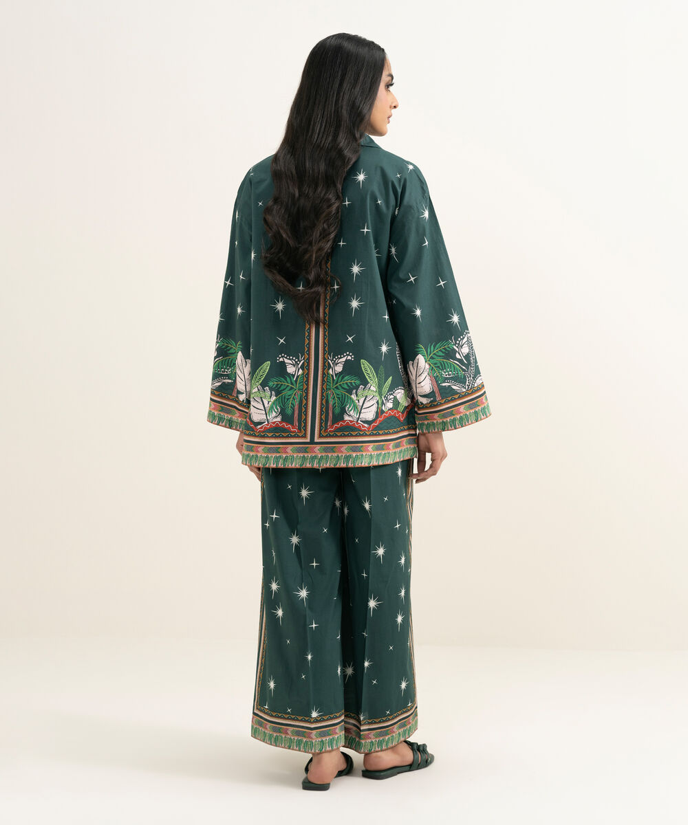 Women's RTW Cambric Embroidered Green Boxy Shirt