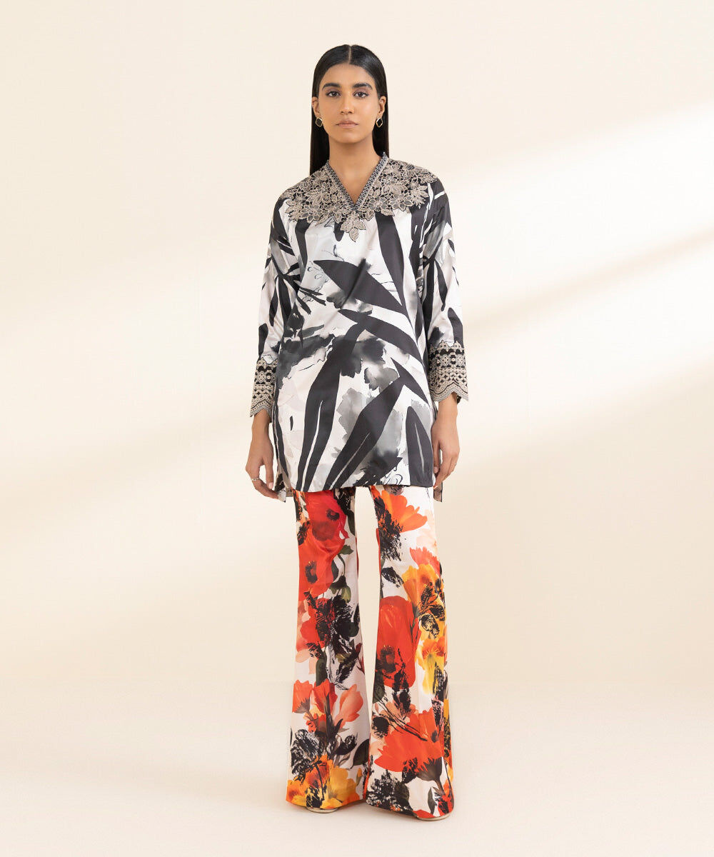 Woman - Multi 2 Piece - Embroidered Satin Suit