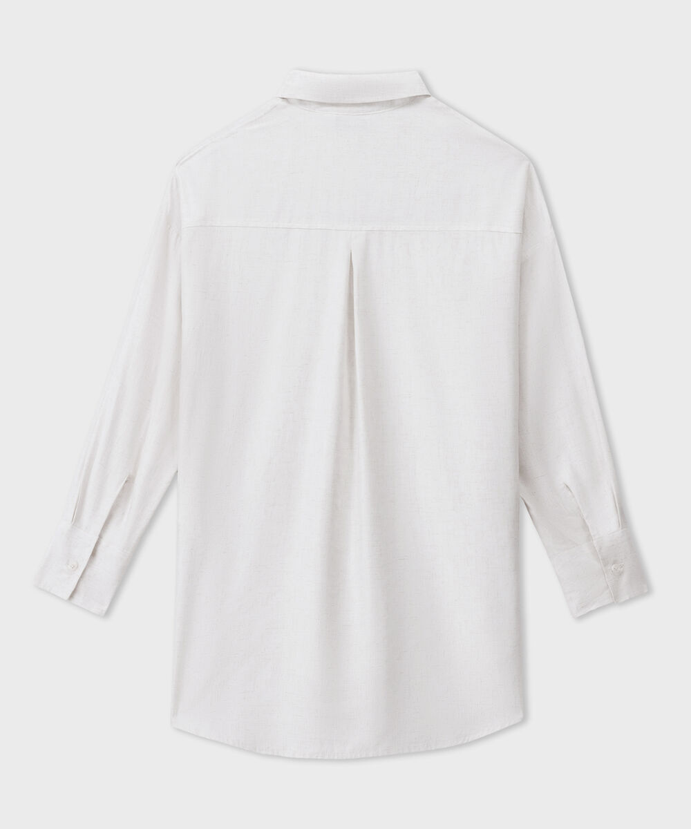 Women's Western Off-white Loose-Fit Linen Blend Shirt
