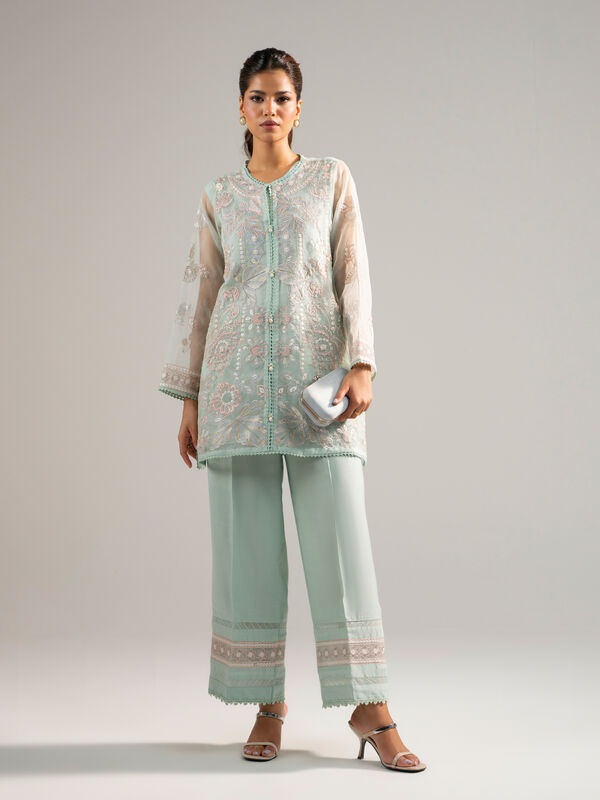 2 Piece - Embroidered Organza Suit