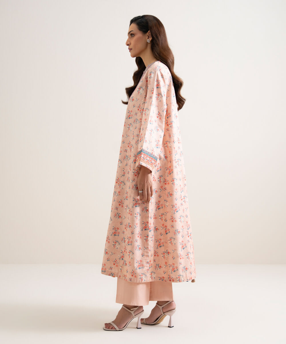 Women's Unstitched Lawn Embroidered Pink