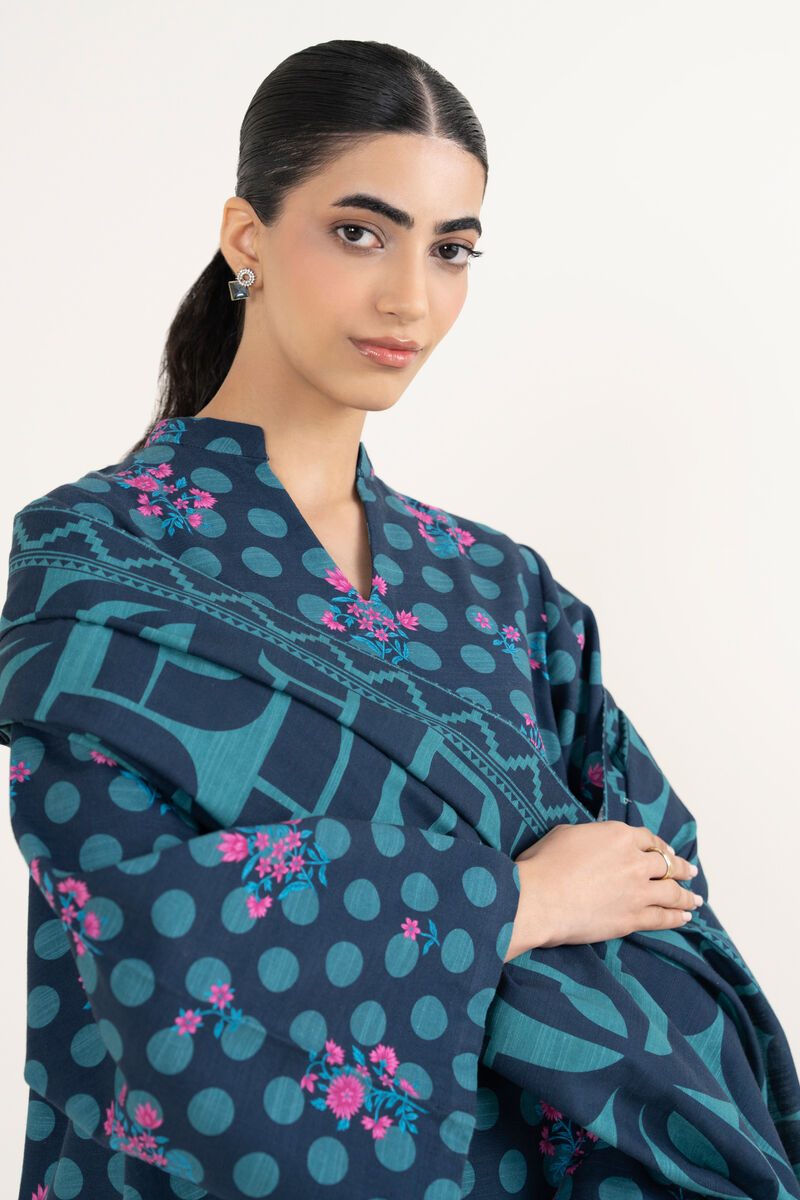3 Piece - Printed Khaddar Suit