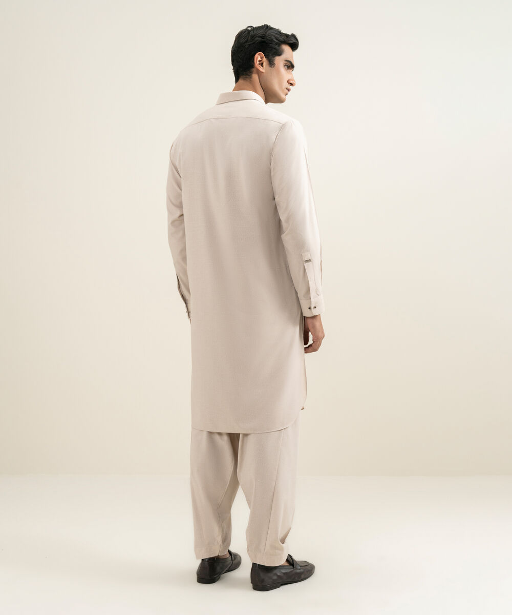 Men's light khaki Premium Wash & Wear Kameez Shalwar