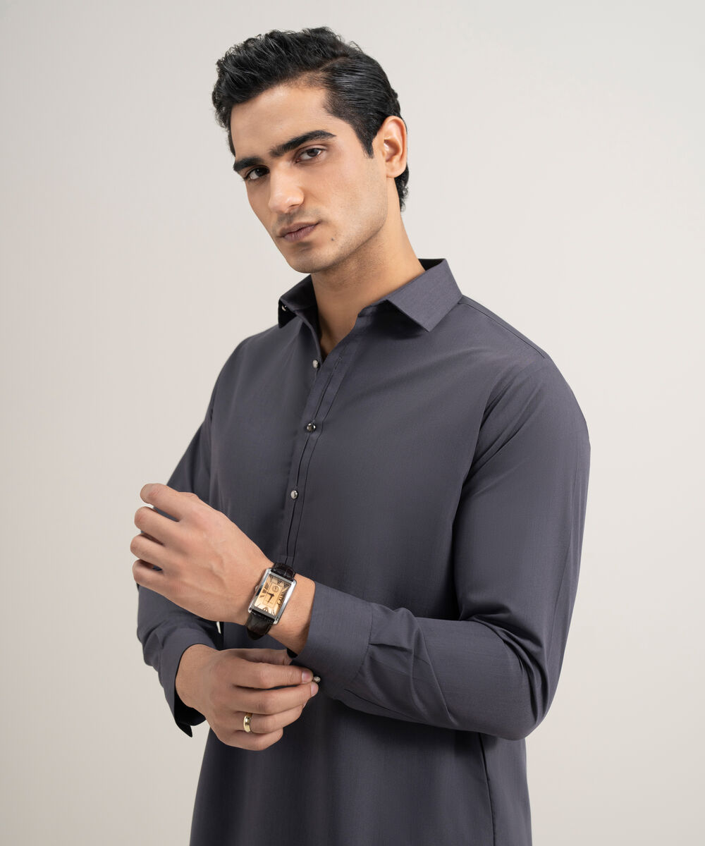 Men's Stitched Luxury Wash and Wear Grey Suit