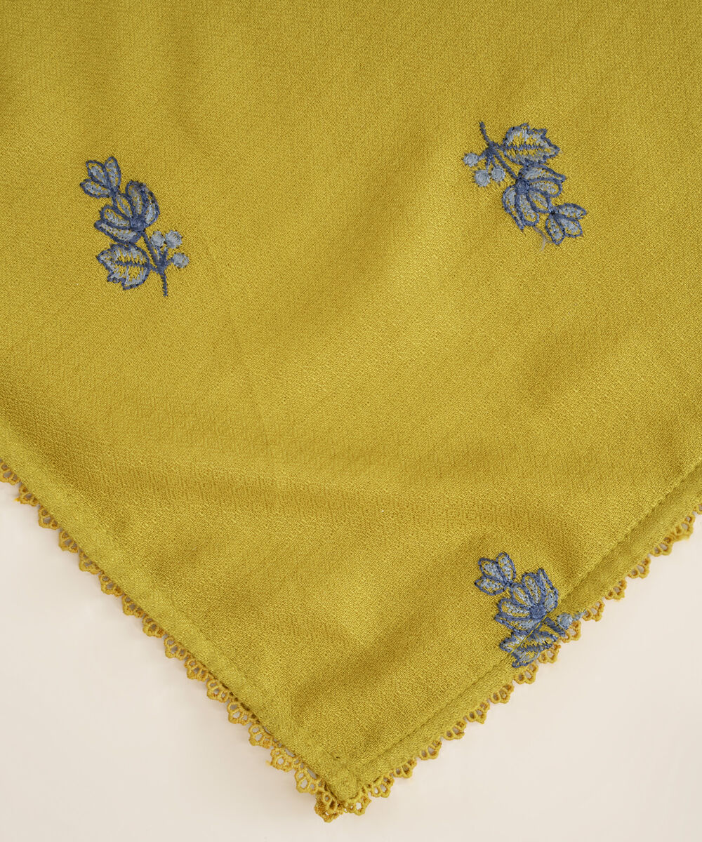Dobby Embroidered Yellow Dupatta