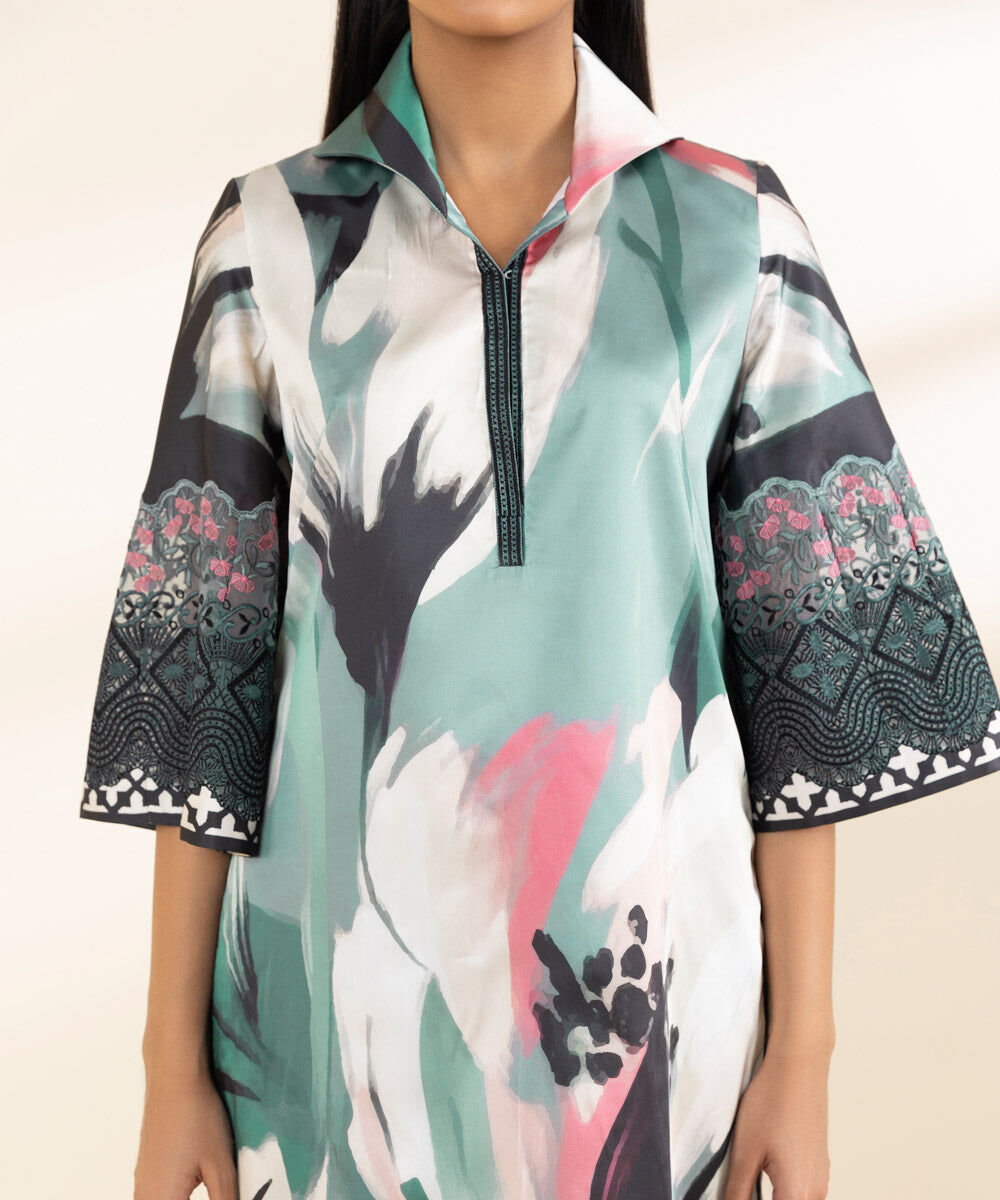 Woman - Multi 2 Piece - Embroidered Satin Suit