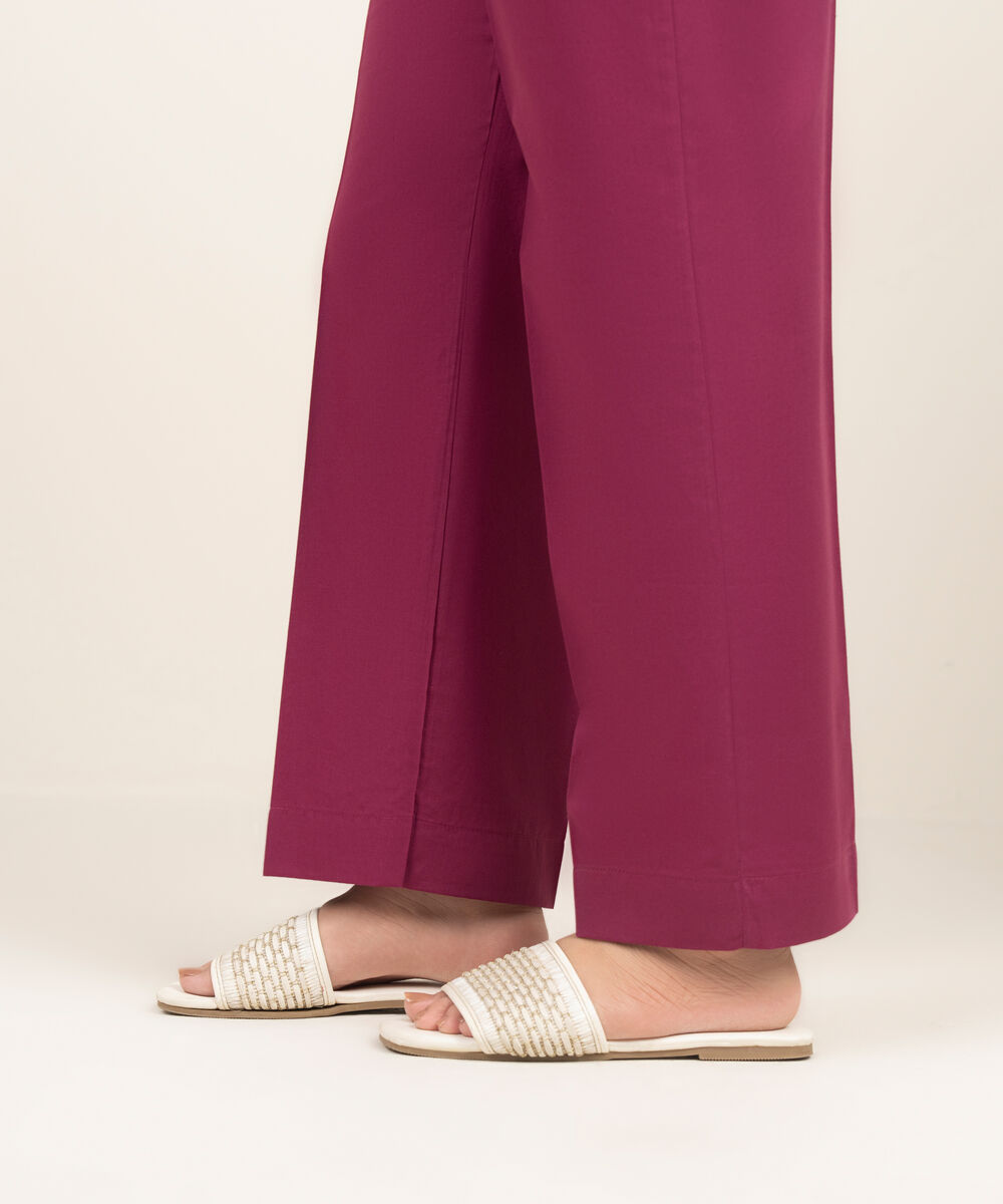 Women's RTW Lawn Solid Purple Straight Pants