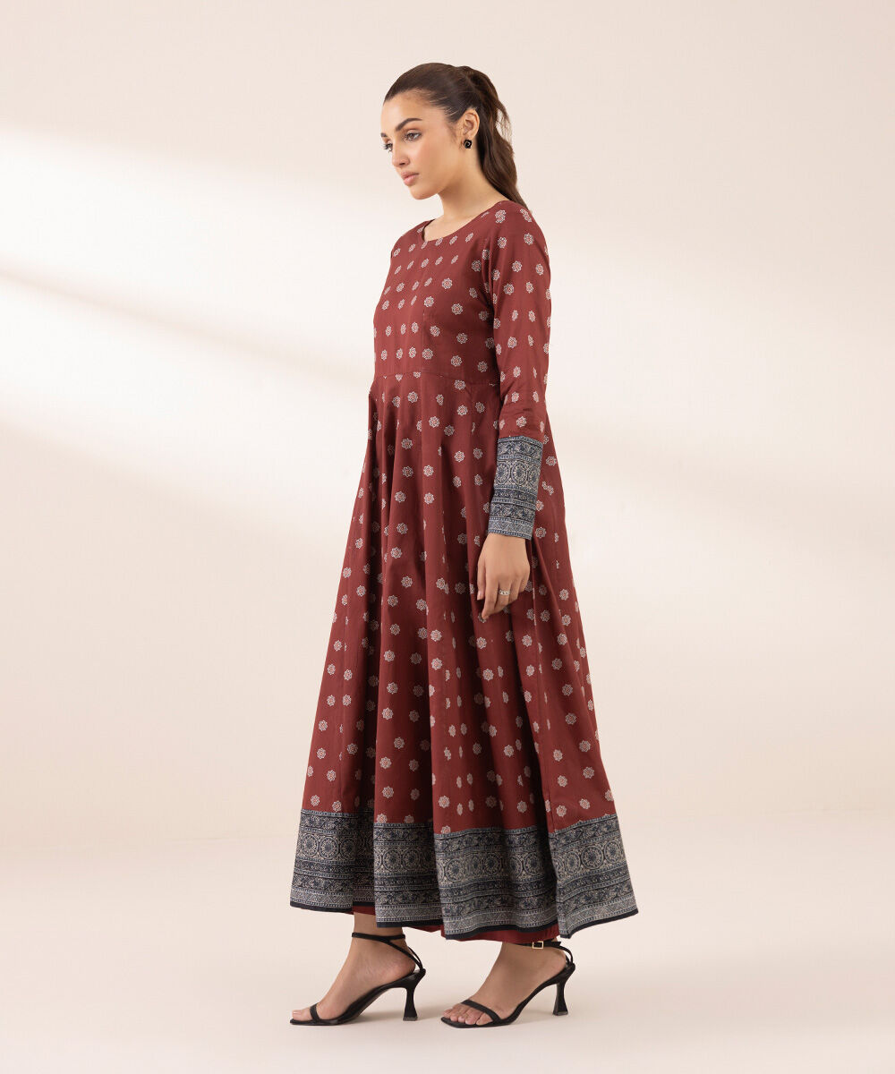 Women's RTW Lawn Red Printed Peshwas