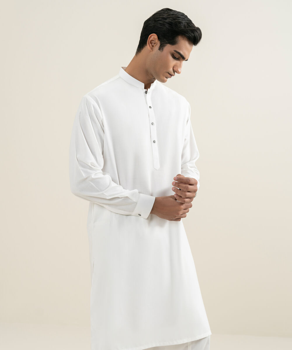 Men's Stitched Off White Kameez Shalwar