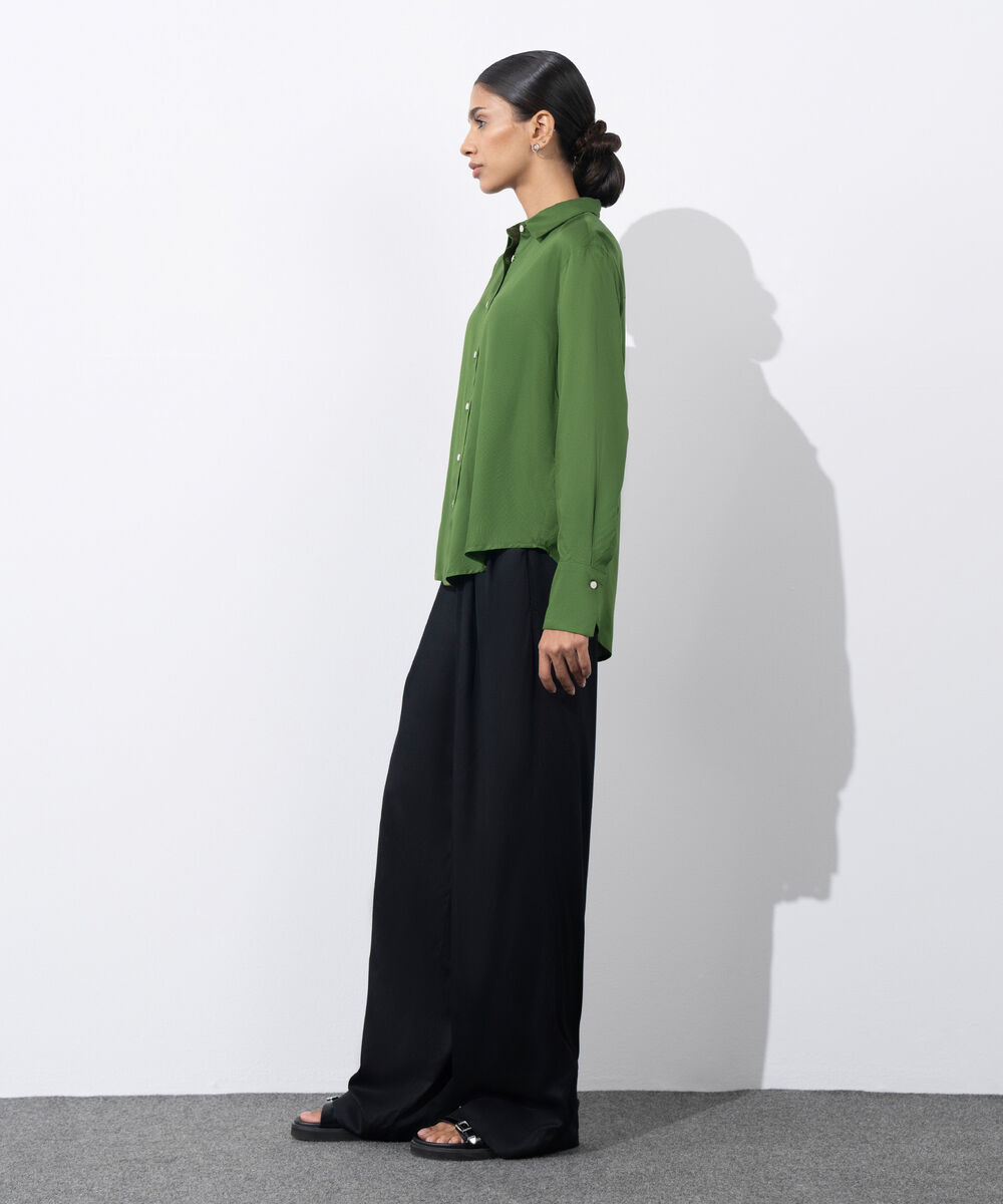 Women's Western Wear Green  Regular-Fit Shirt