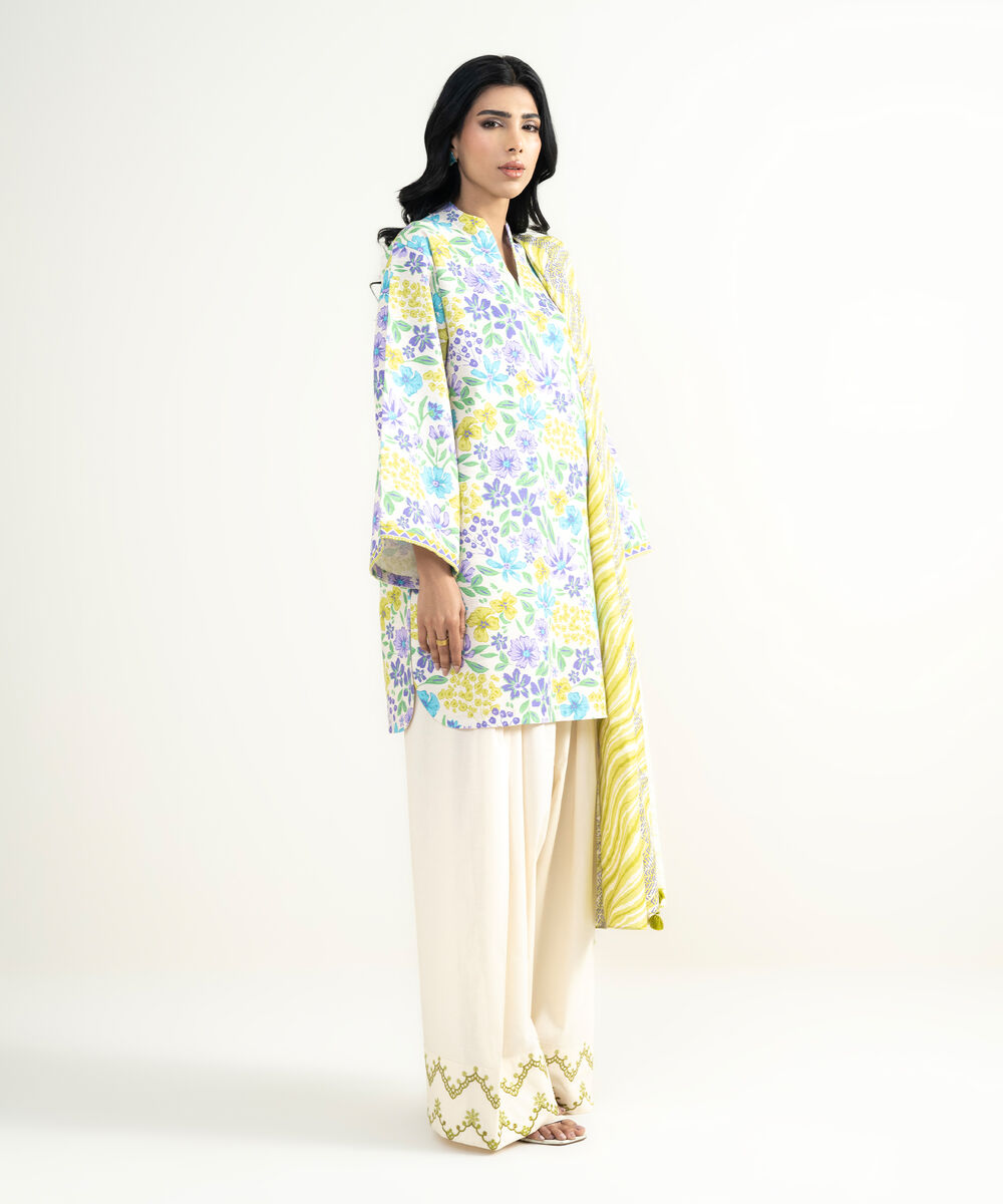 Women's Unstitched Lawn Multi Embroidered 3 Piece Suit