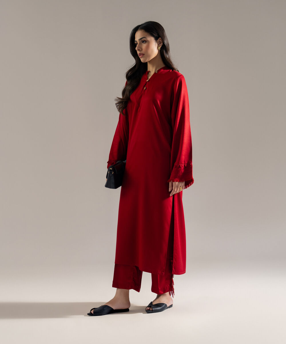 Women's RTW Bedford Solid Red 2 Piece Suit