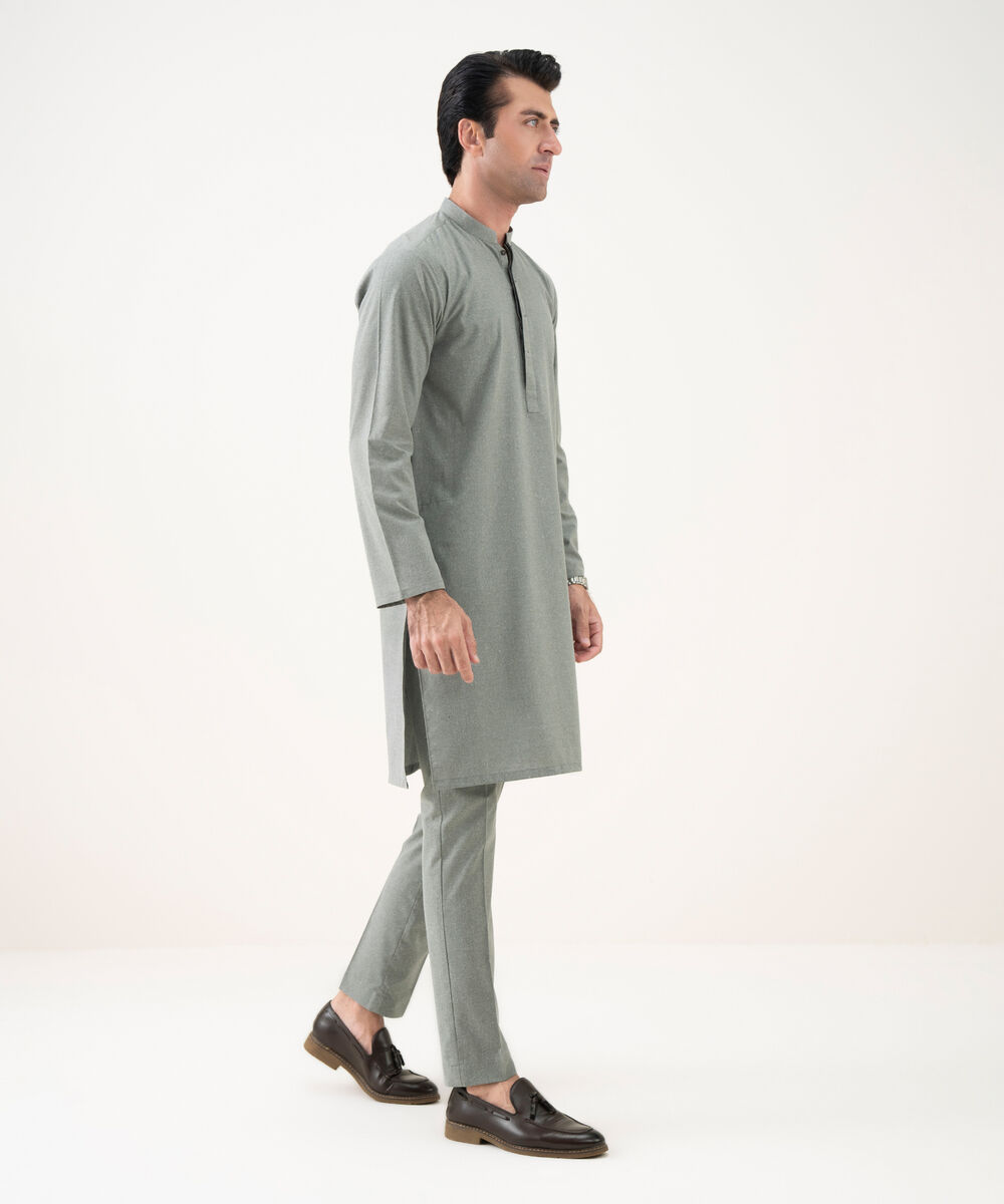 Men's Viscose Plain Green Kurta Trousers