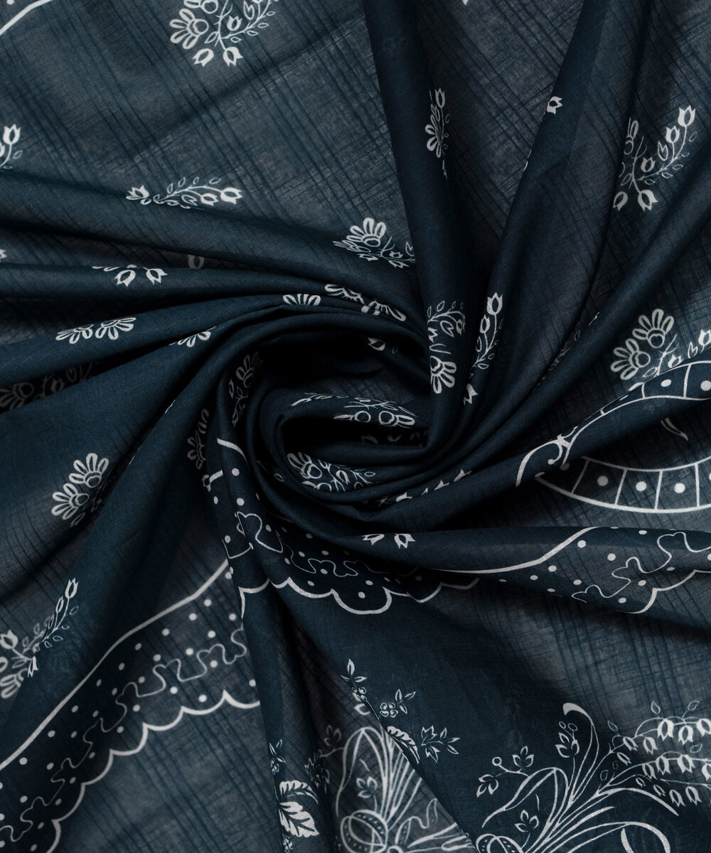 Textured Voile Printed Blue Dupatta