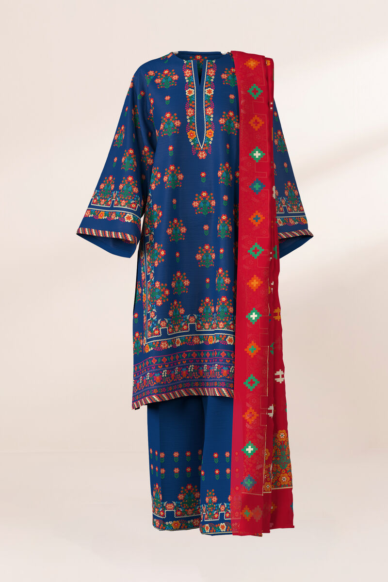 3 Piece - Printed Khaddar Suit