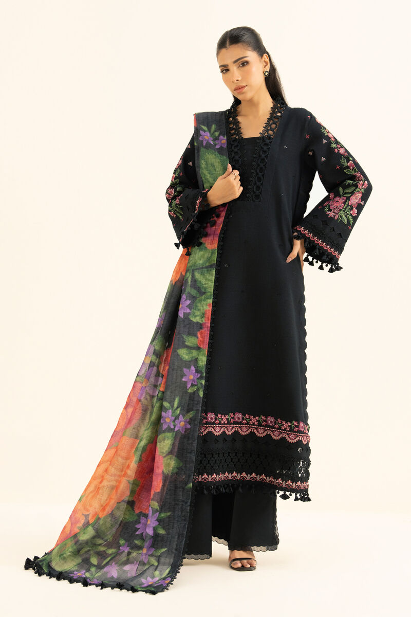 3 Piece - Embroidered Dobby Suit