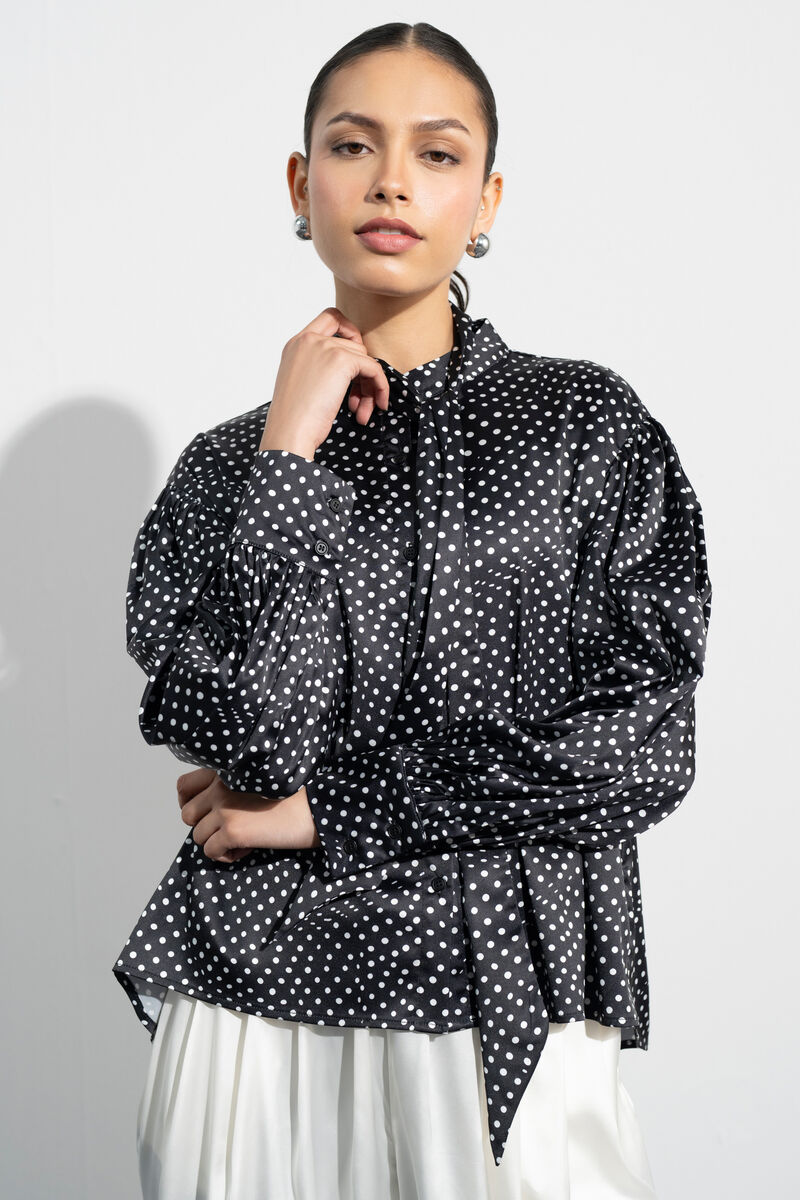 Polka Dot Satin Blouse