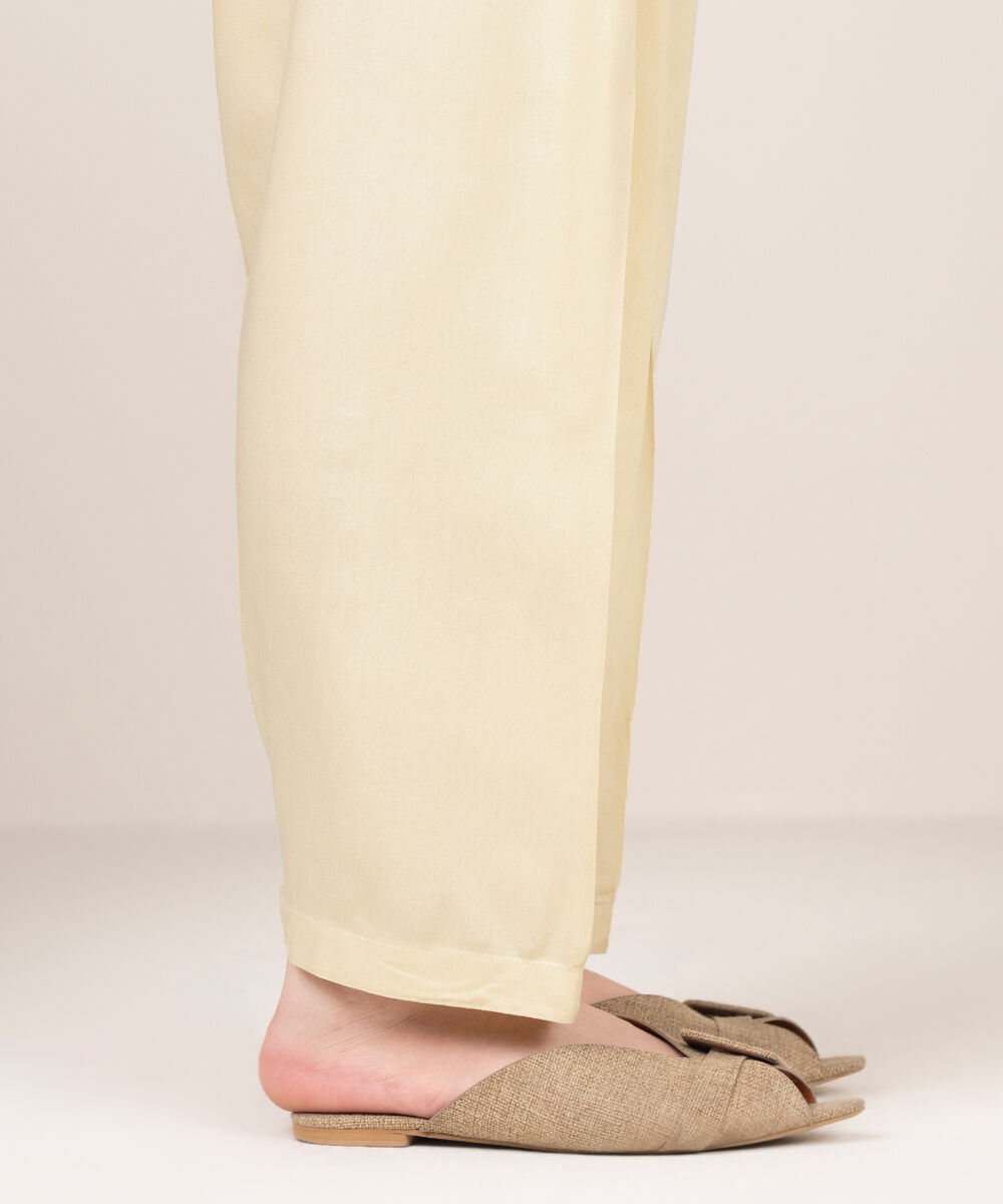 Women's RTW Khaddar Solid Off White Shalwar