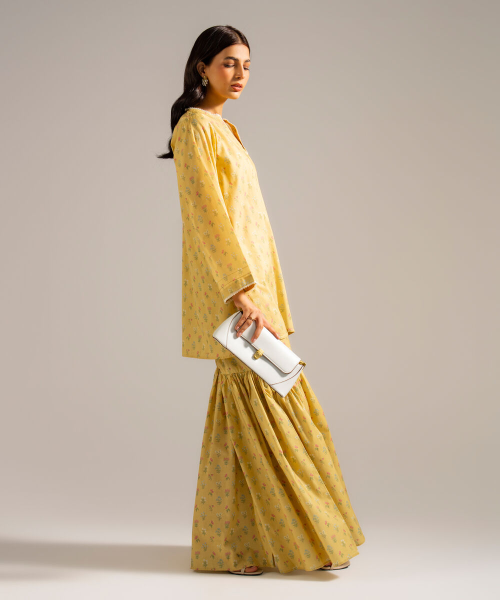 Women's RTW Lawn Printed Yellow Straight Shirt