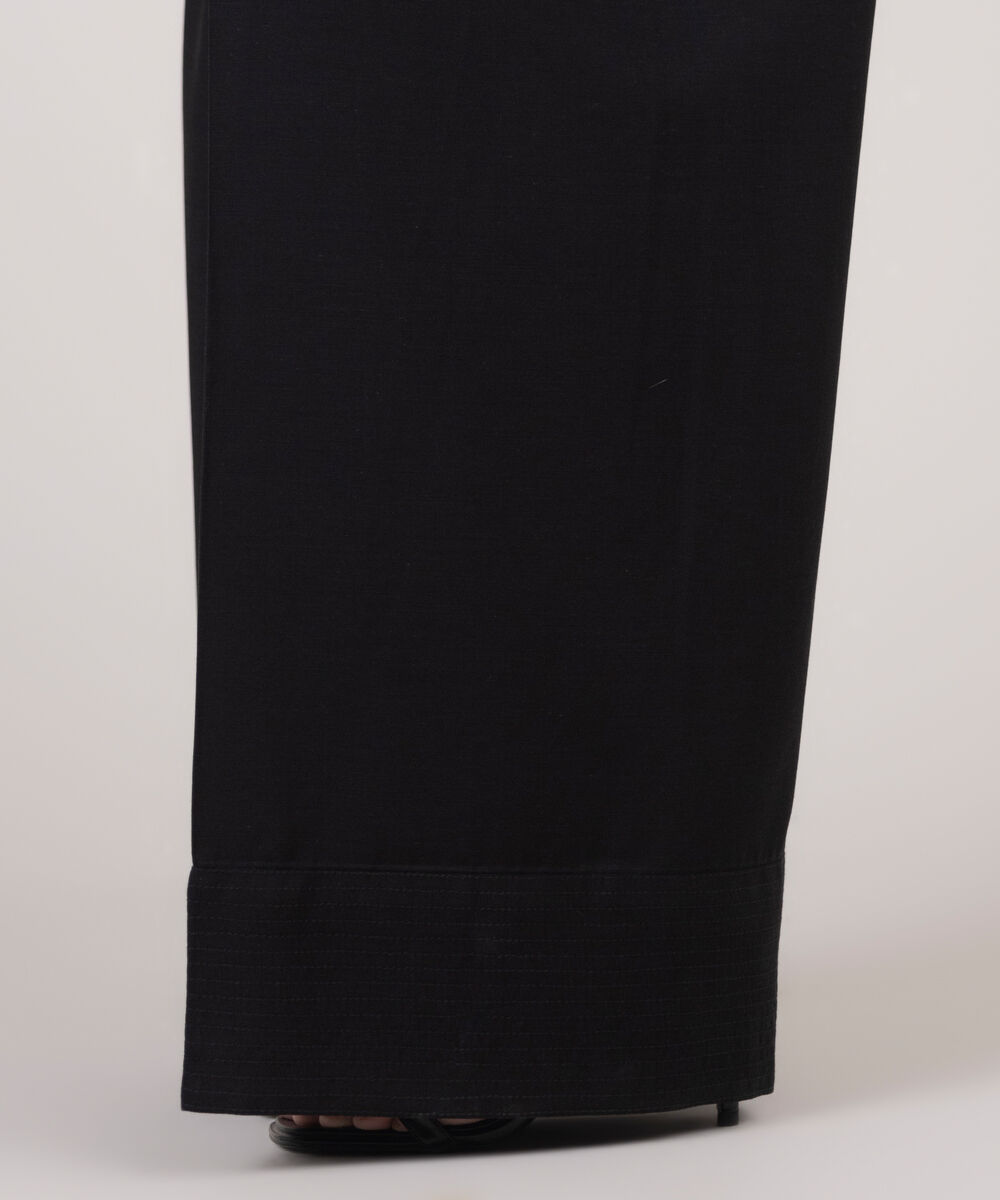 Women's RTW Cotton Viscose Black Solid Shalwar