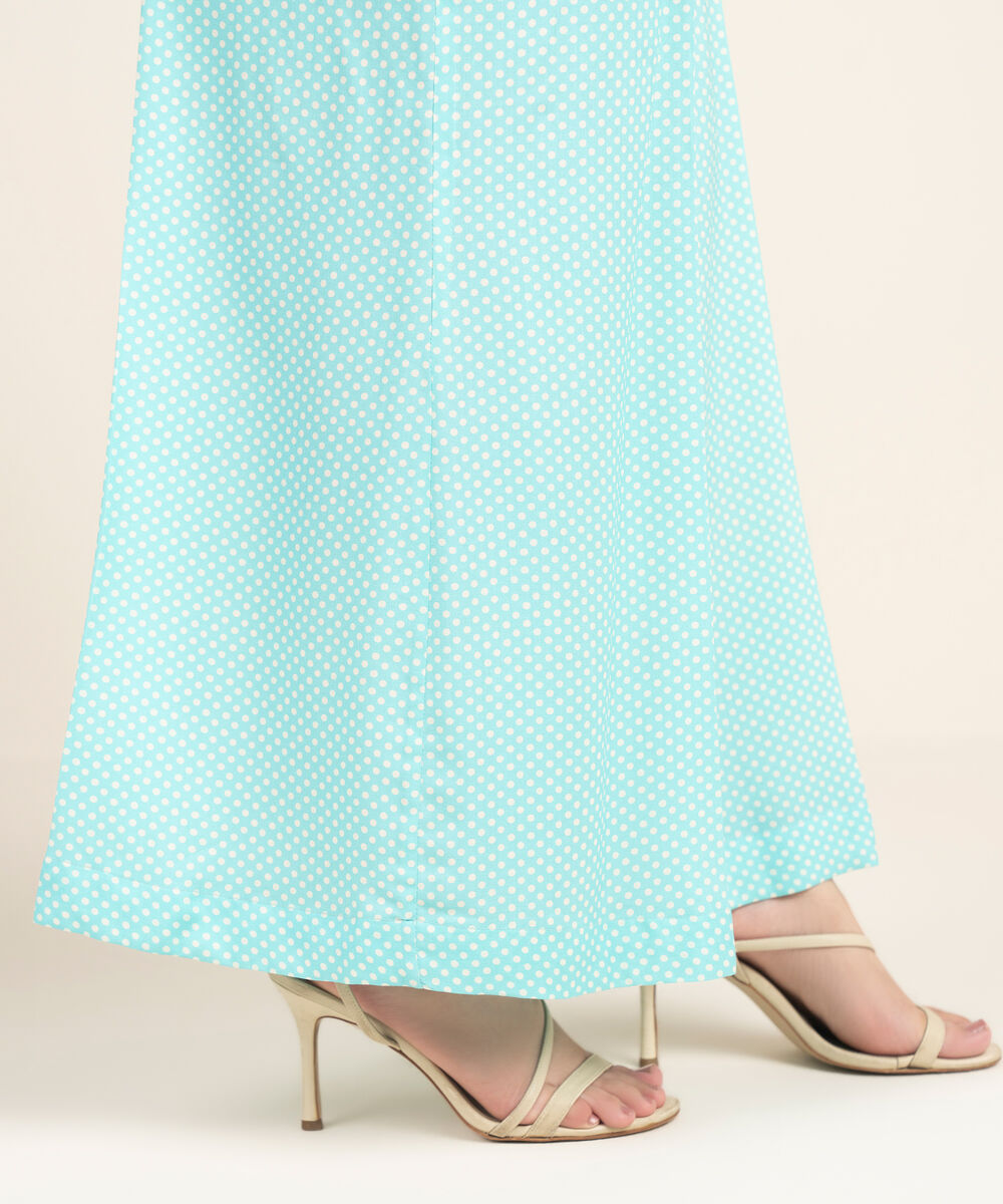 Women's RTW Linen Viscose Solid Blue Flared Pants