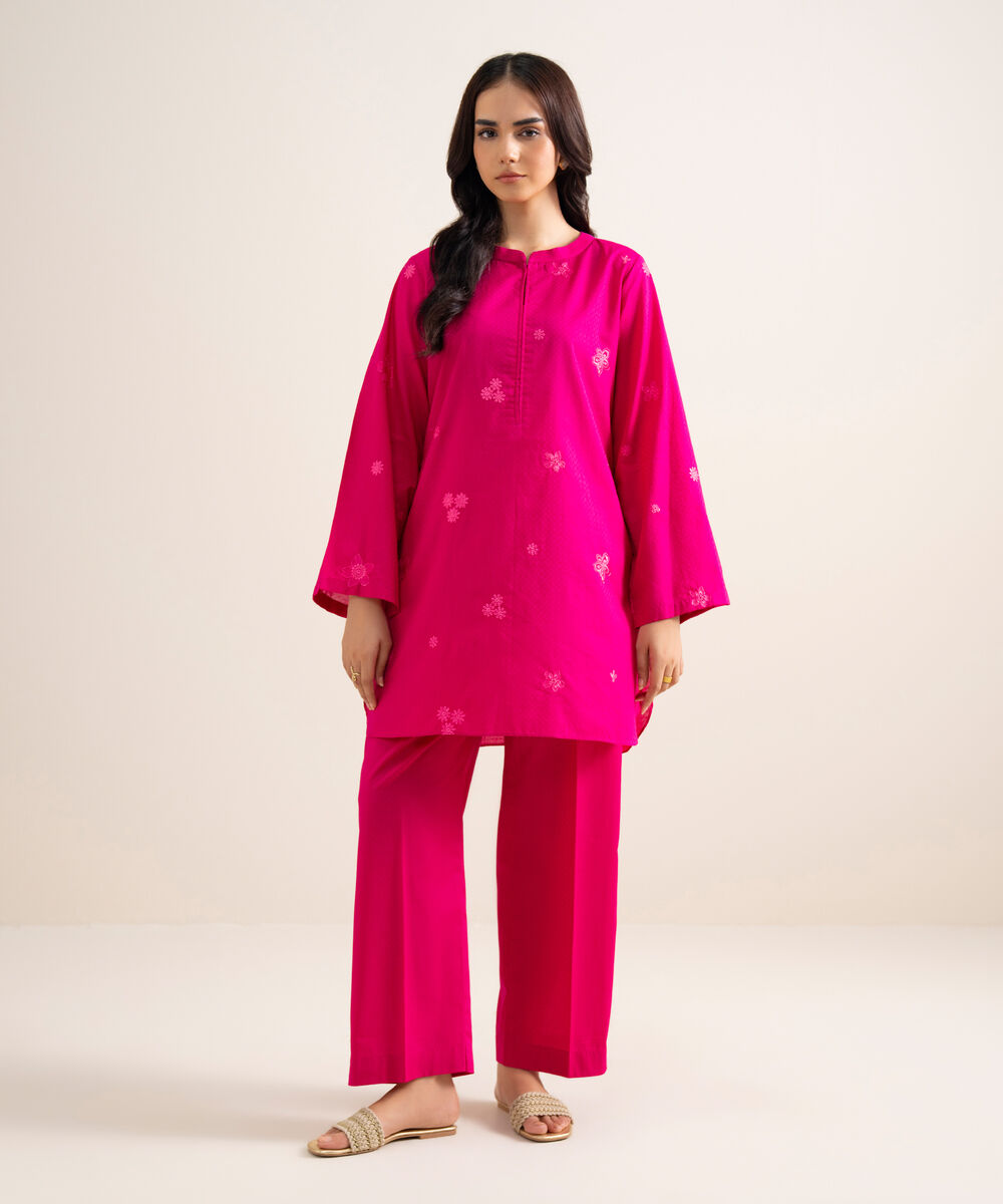 2 Piece - Embroidered Dobby Suit
