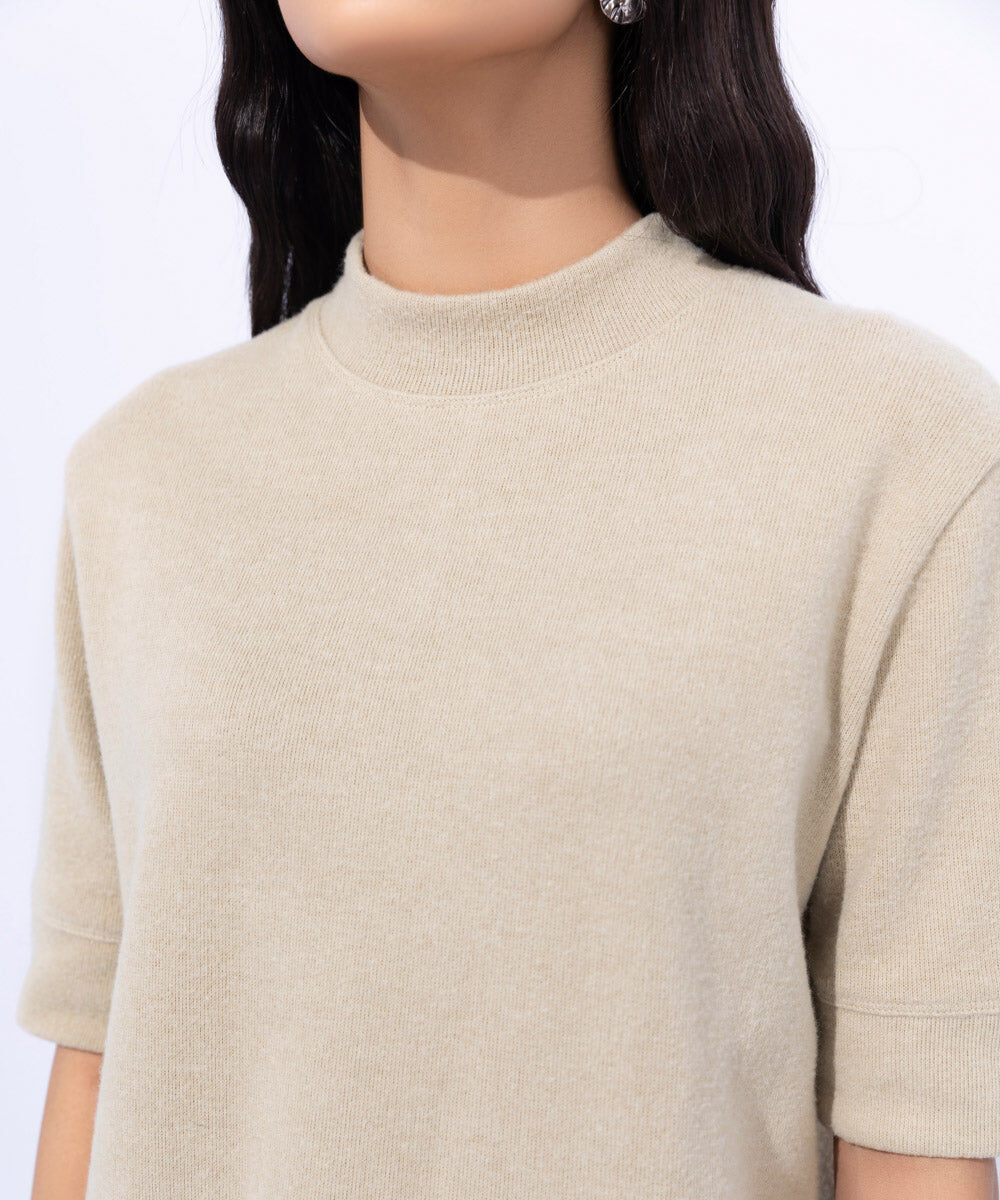 Woman - Off White Ribbed T-Shirt