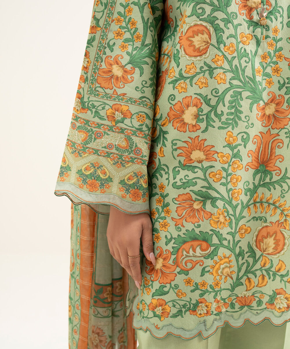 Women's Unstitched Zari Lawn Multi Printed 3 Piece Suit