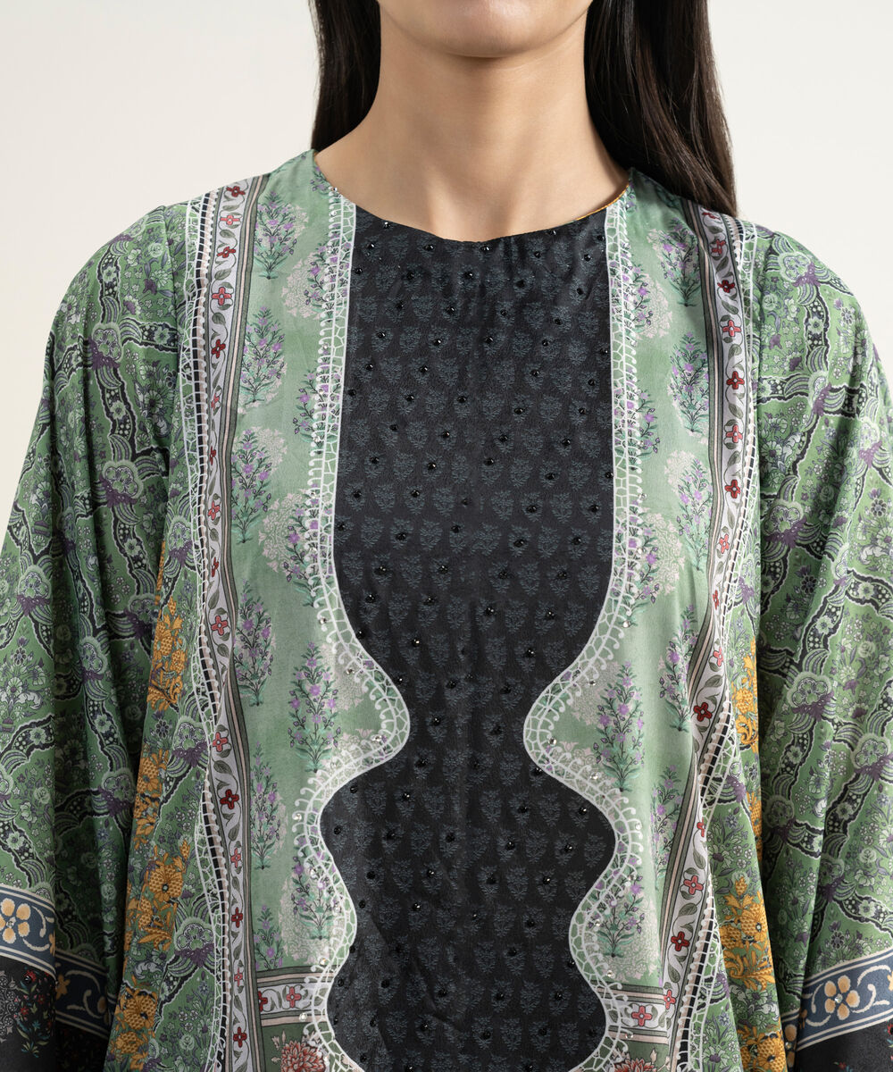 Women's RTW Blended Grip Silk Printed 3 Piece Suit