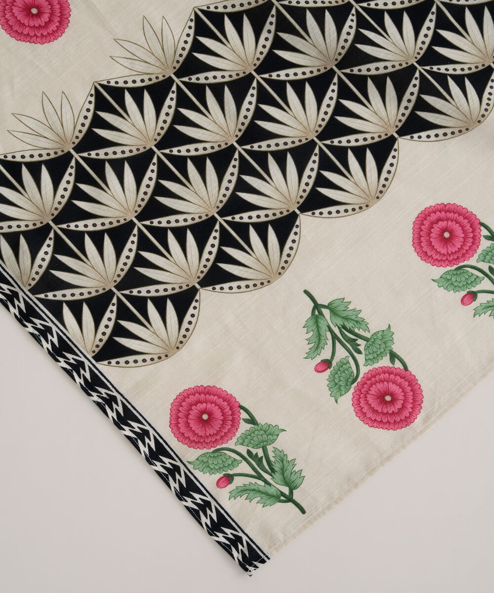 Light Khaddar Printed Off White Dupatta