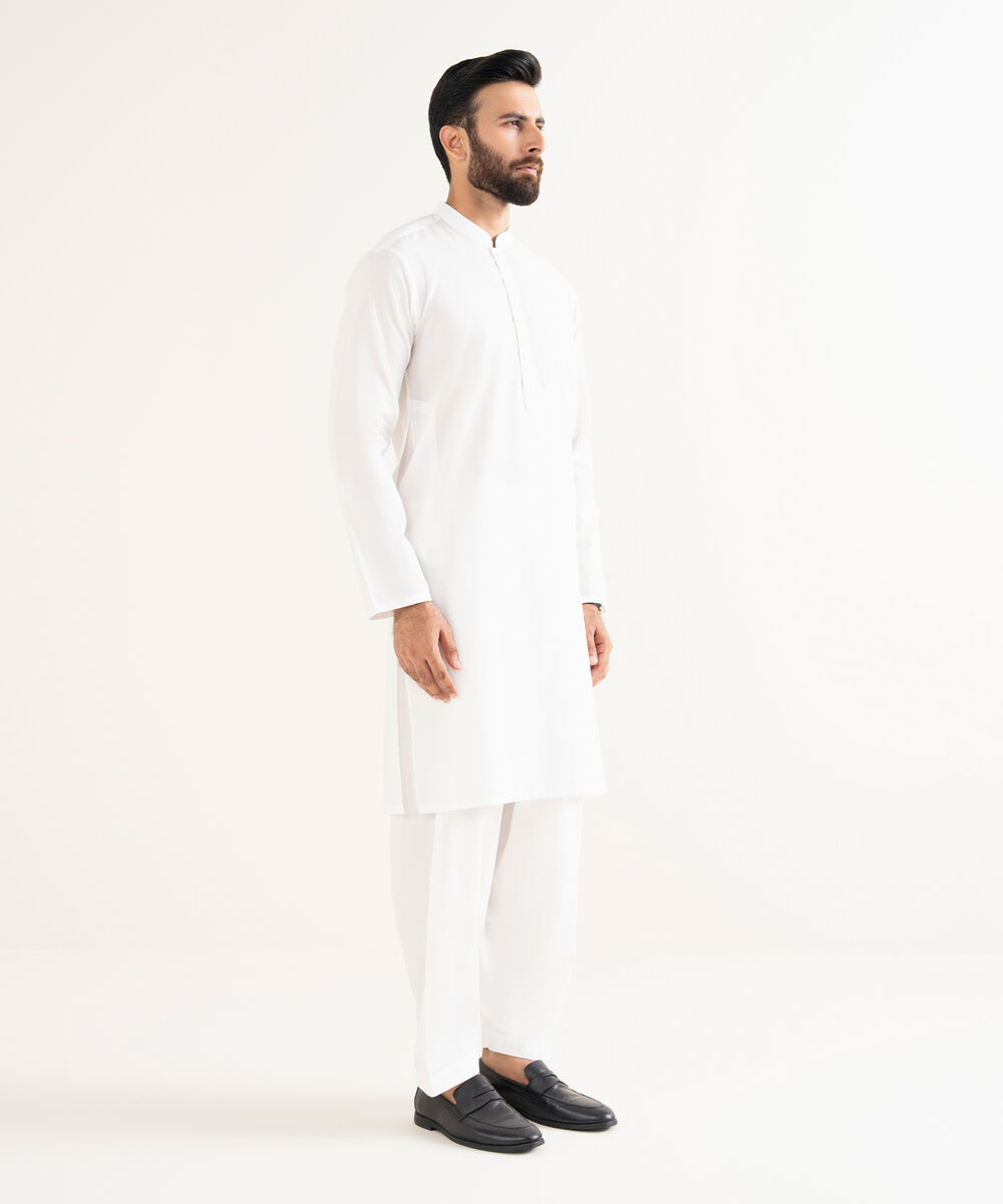 Men's 100% Cotton Plain White  Kurta Shalwar