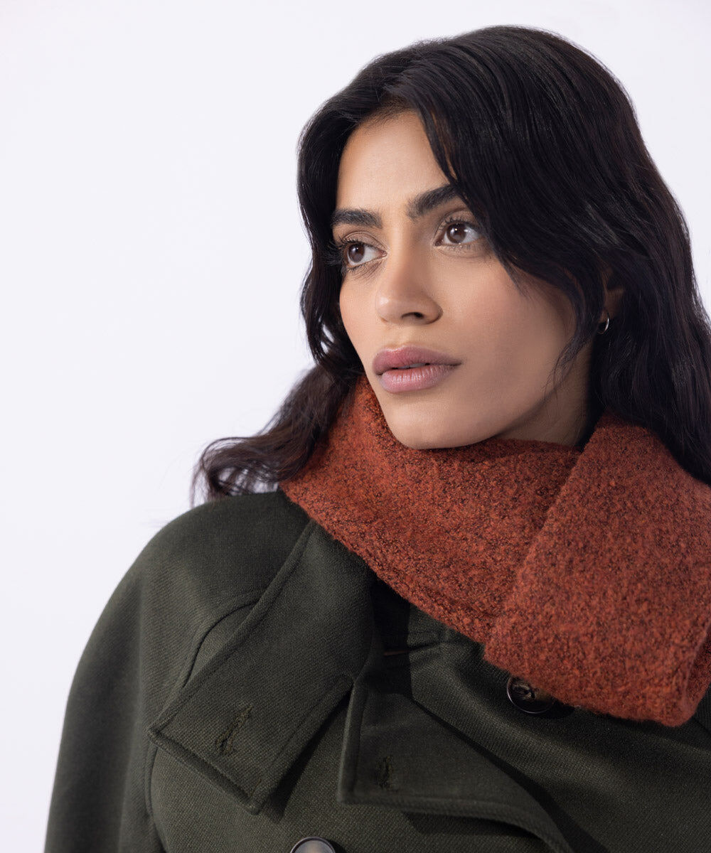 Woman - Brown Knitted Scarf