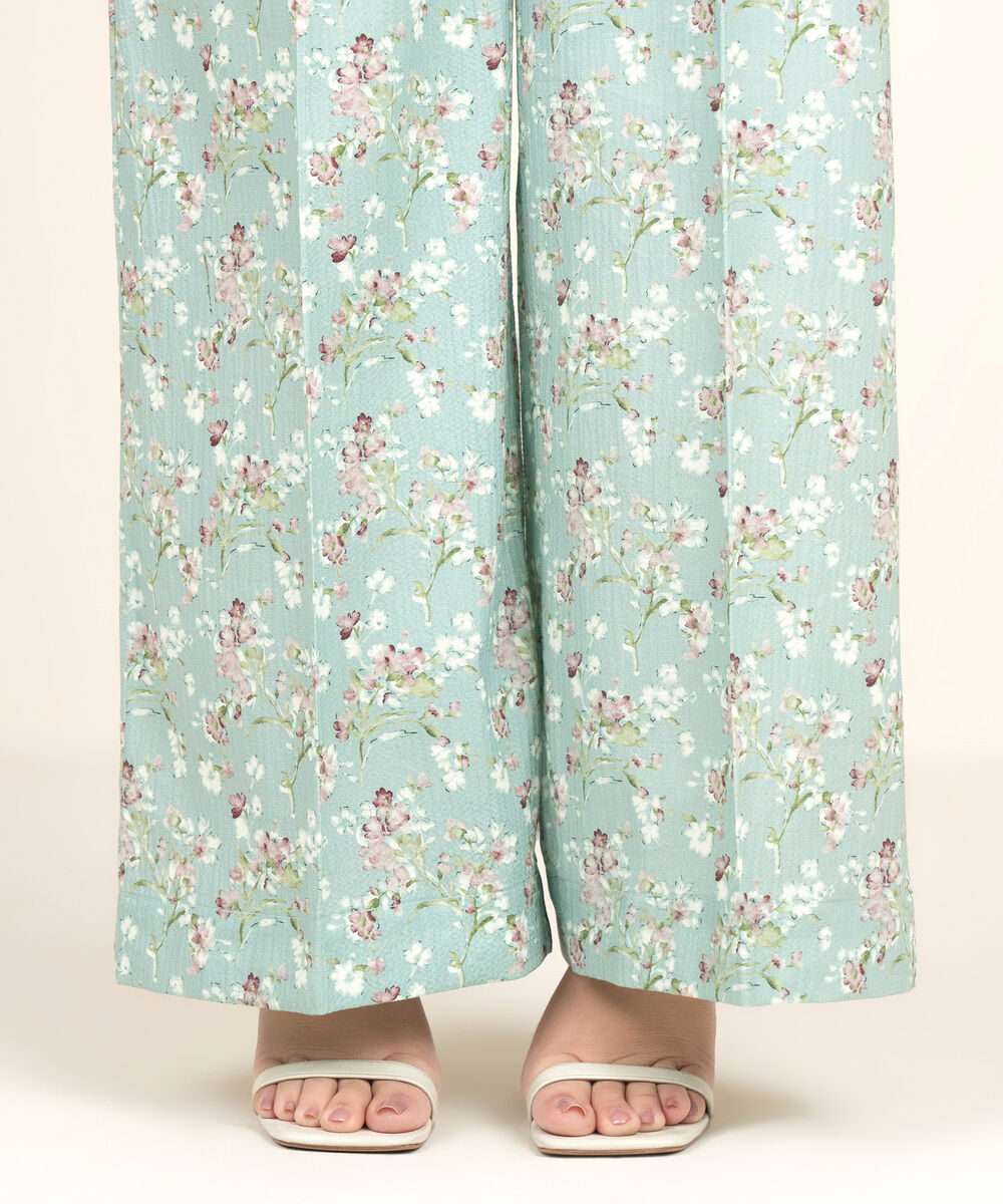 Women's RTW Seersucker Printed Dusty Mint Culottes