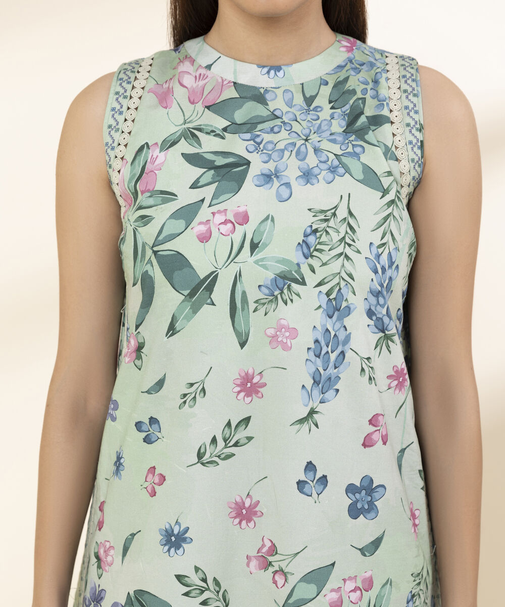 Unstitched Women's Green Lawn 3 Piece Suit