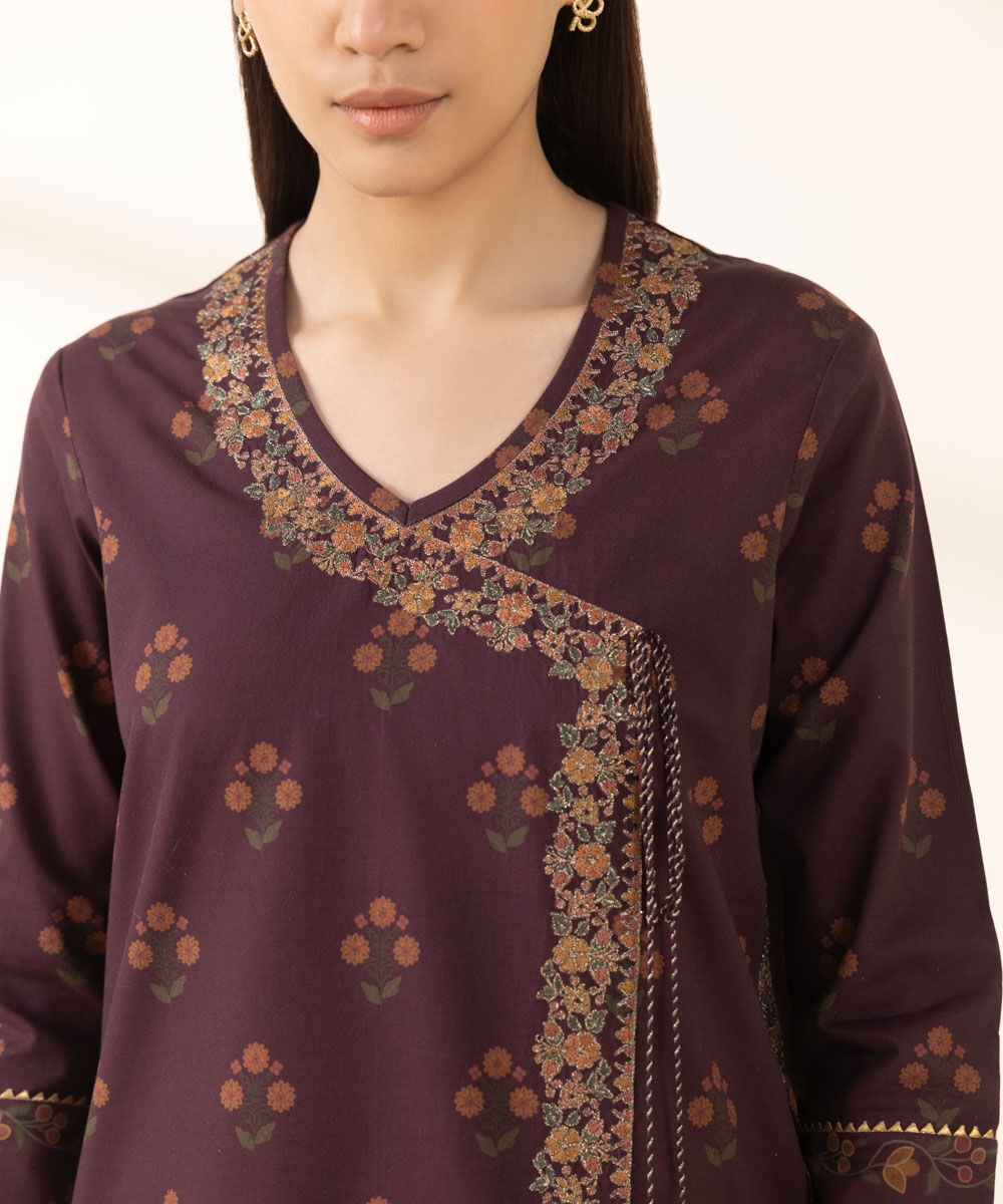 Unstitched Women's Red Lawn Embroidered 3 Piece Suit