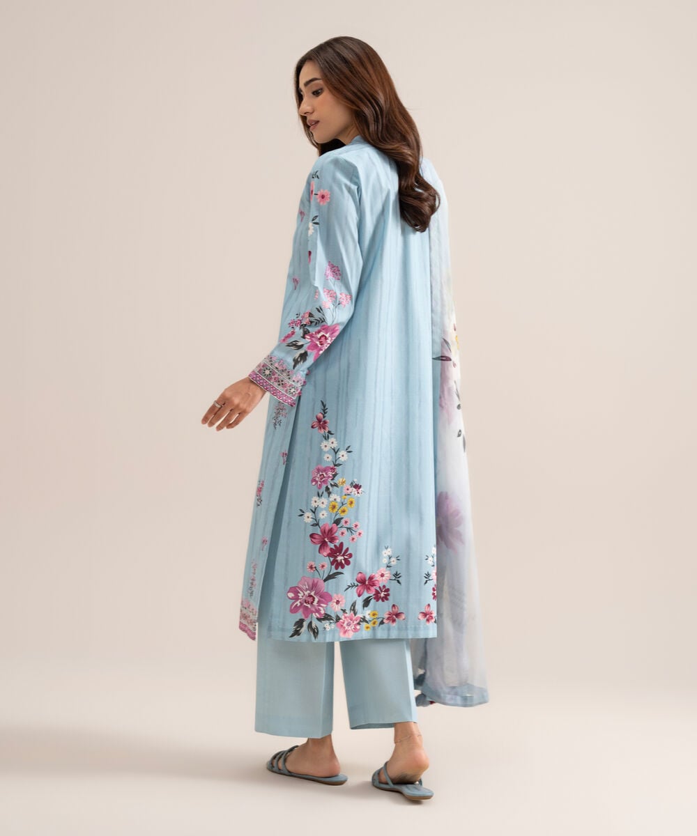3 Piece - Embroidered Lawn Suit — Sapphire view 3