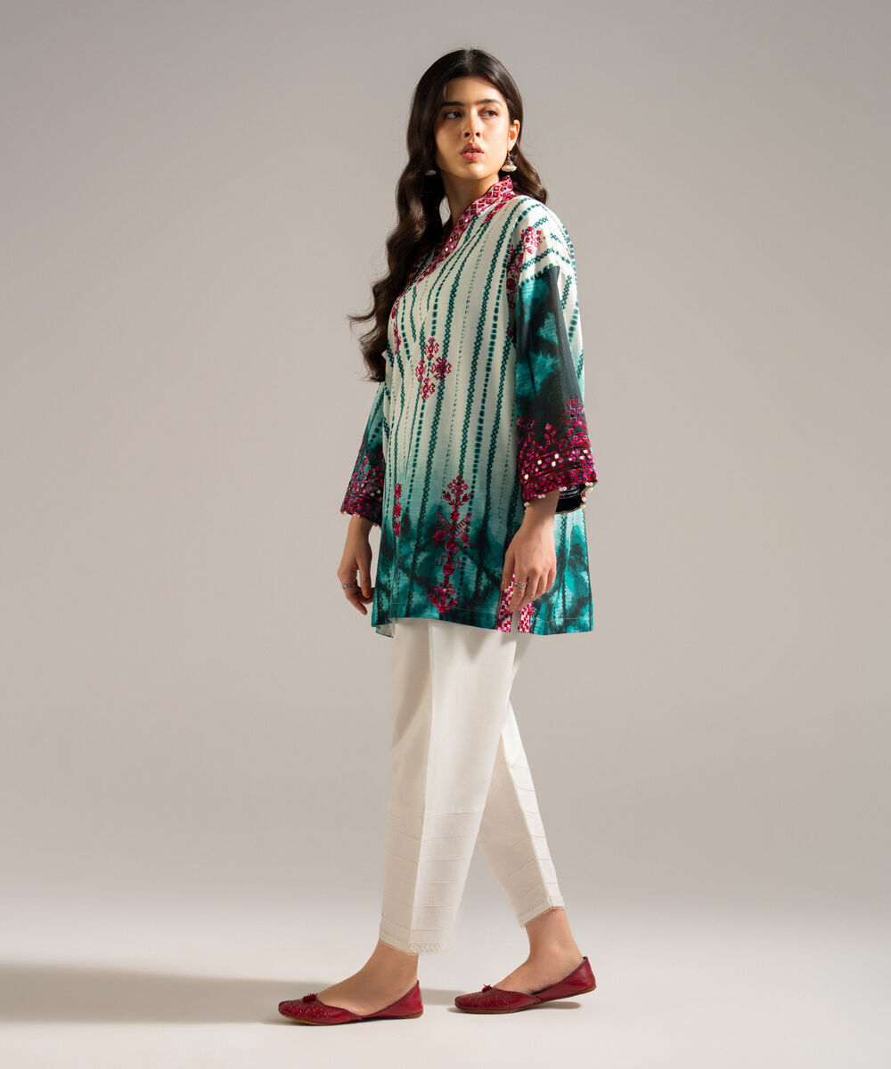 Women's RTW Dobby Embroidered Multi Drop Shoulder Shirt