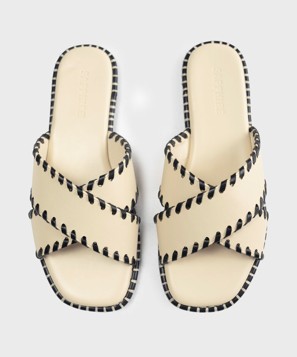Women's Off White Crossover Strap Sandal