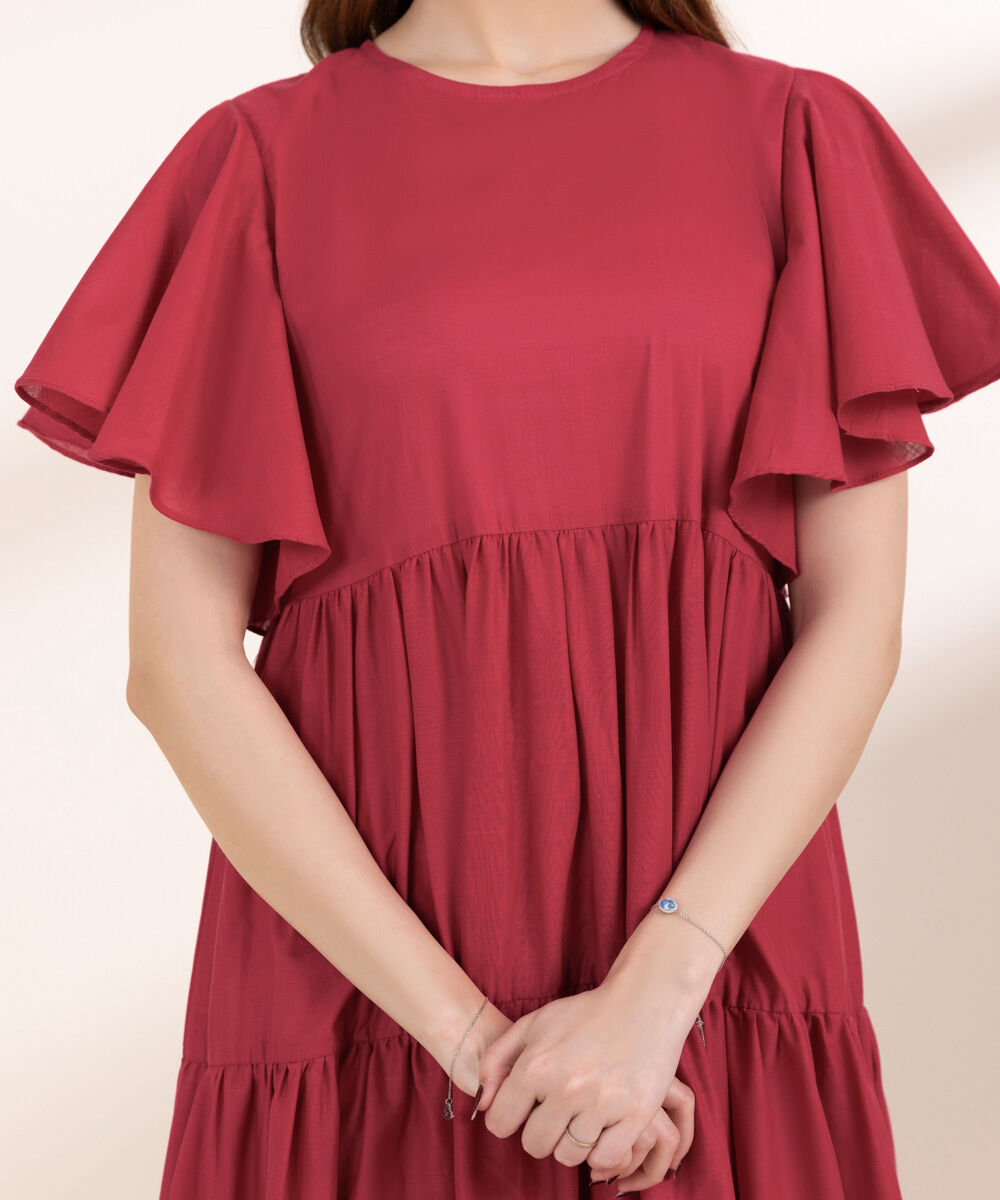 Women's Pret Cross Hatch Red Tier Dress
